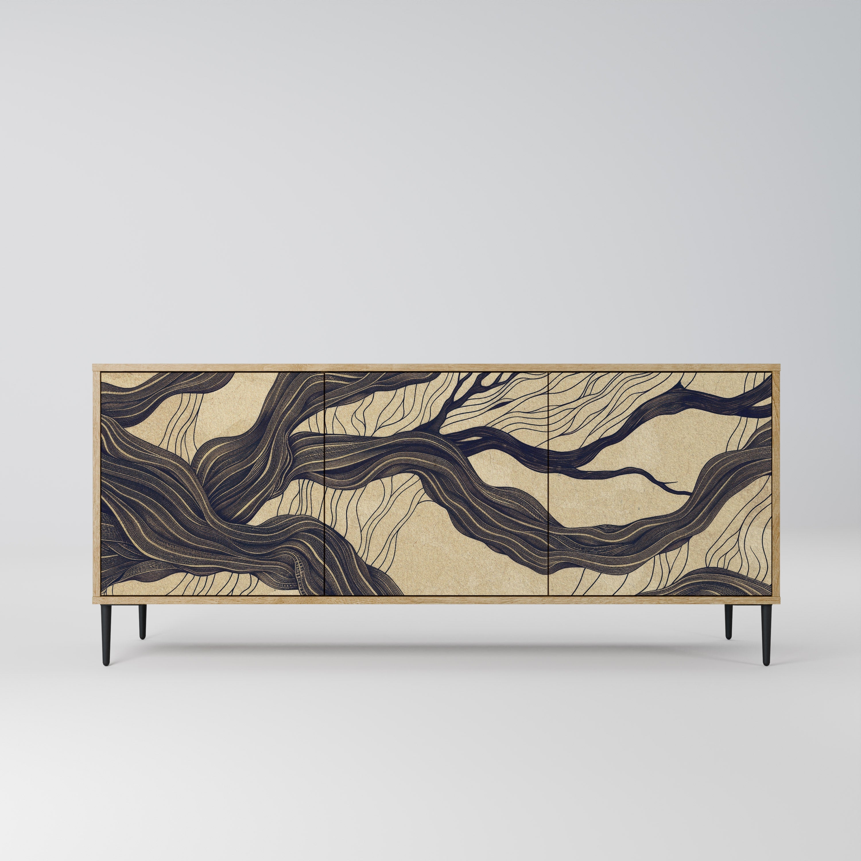 UNIFIED FRAGMENTS Aparador de 3 Portas em Efeito Carvalho