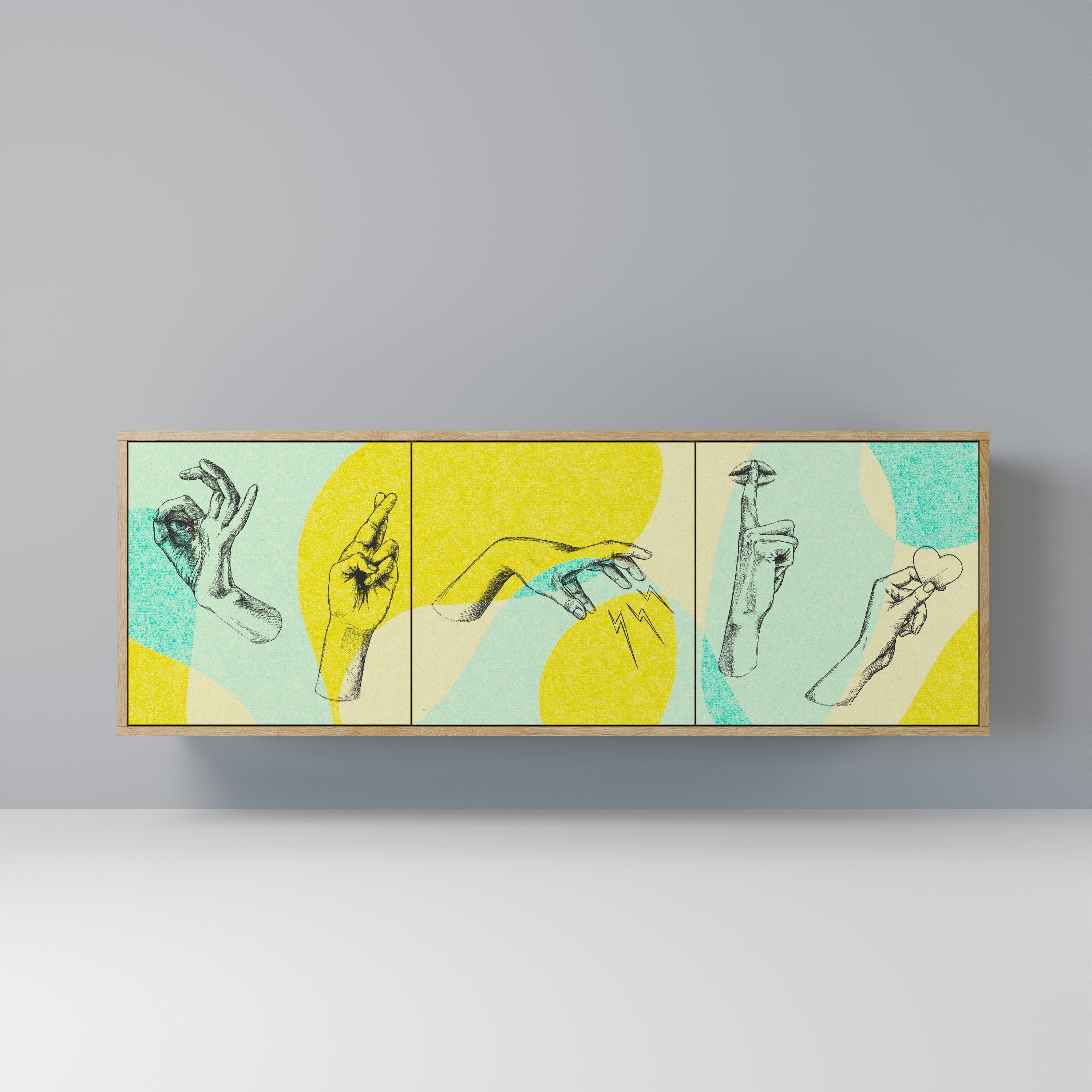 BODY LANGUAGE Aparador de 3 Portas em Efeito Carvalho