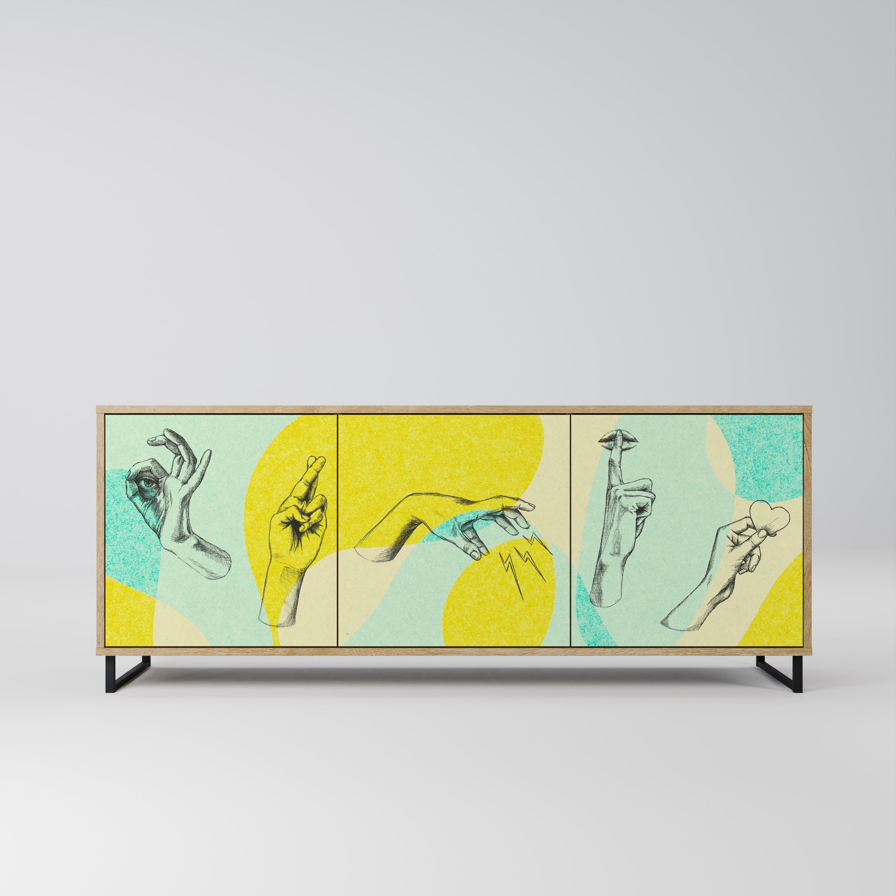 BODY LANGUAGE Aparador de 3 Portas em Efeito Carvalho