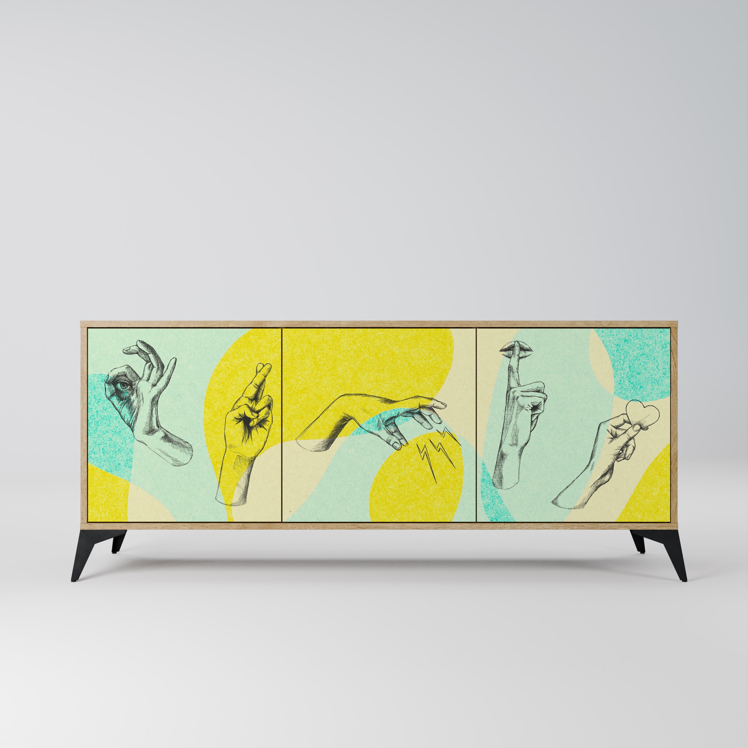 BODY LANGUAGE Aparador de 3 Portas em Efeito Carvalho