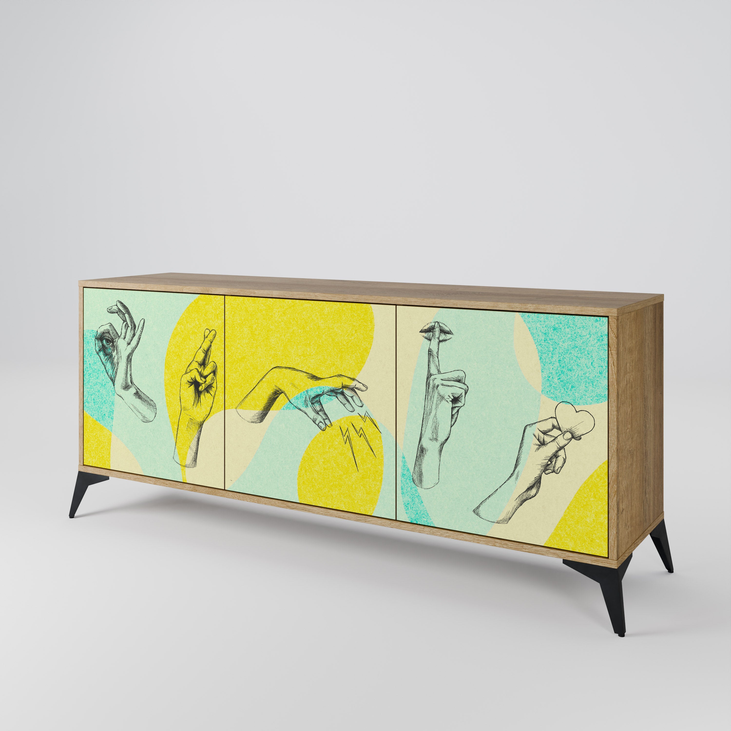 BODY LANGUAGE Aparador de 3 Portas em Efeito Carvalho