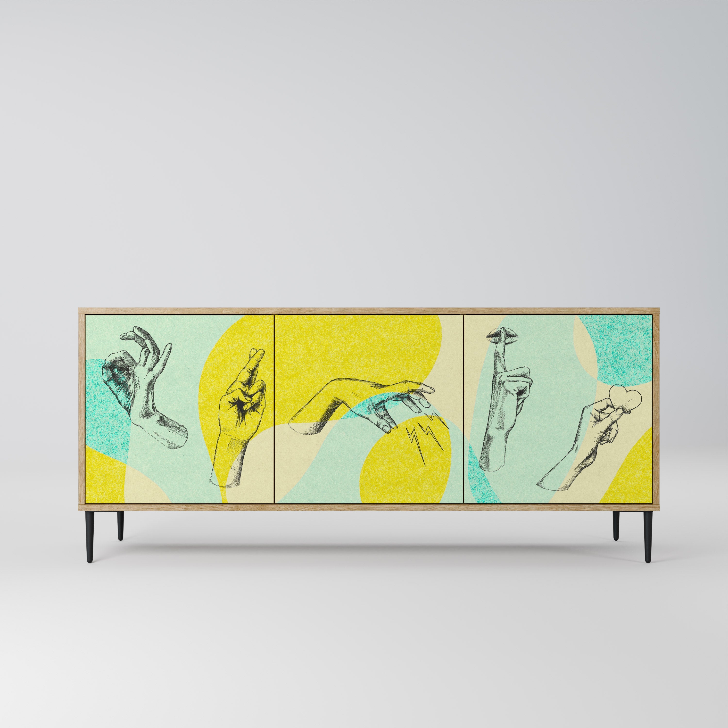 BODY LANGUAGE Aparador de 3 Portas em Efeito Carvalho