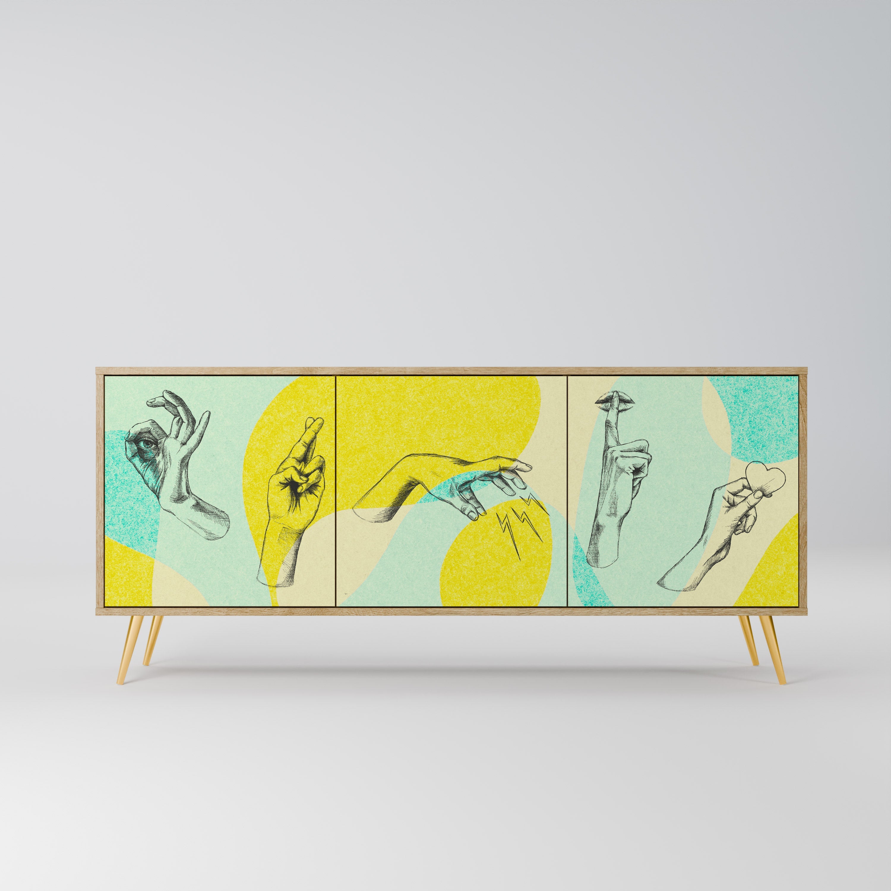 BODY LANGUAGE Aparador de 3 Portas em Efeito Carvalho