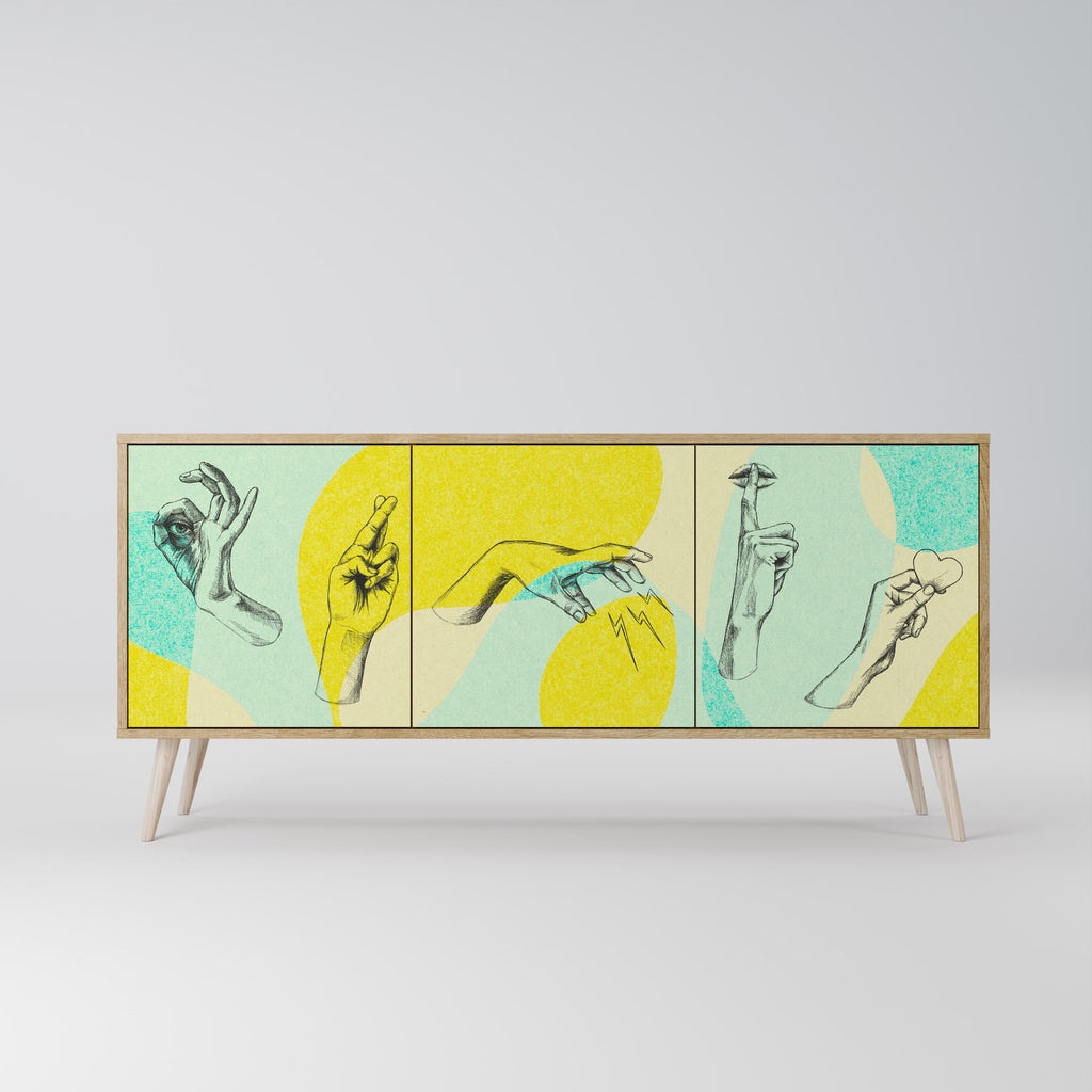 BODY LANGUAGE Aparador de 3 Portas em Efeito Carvalho