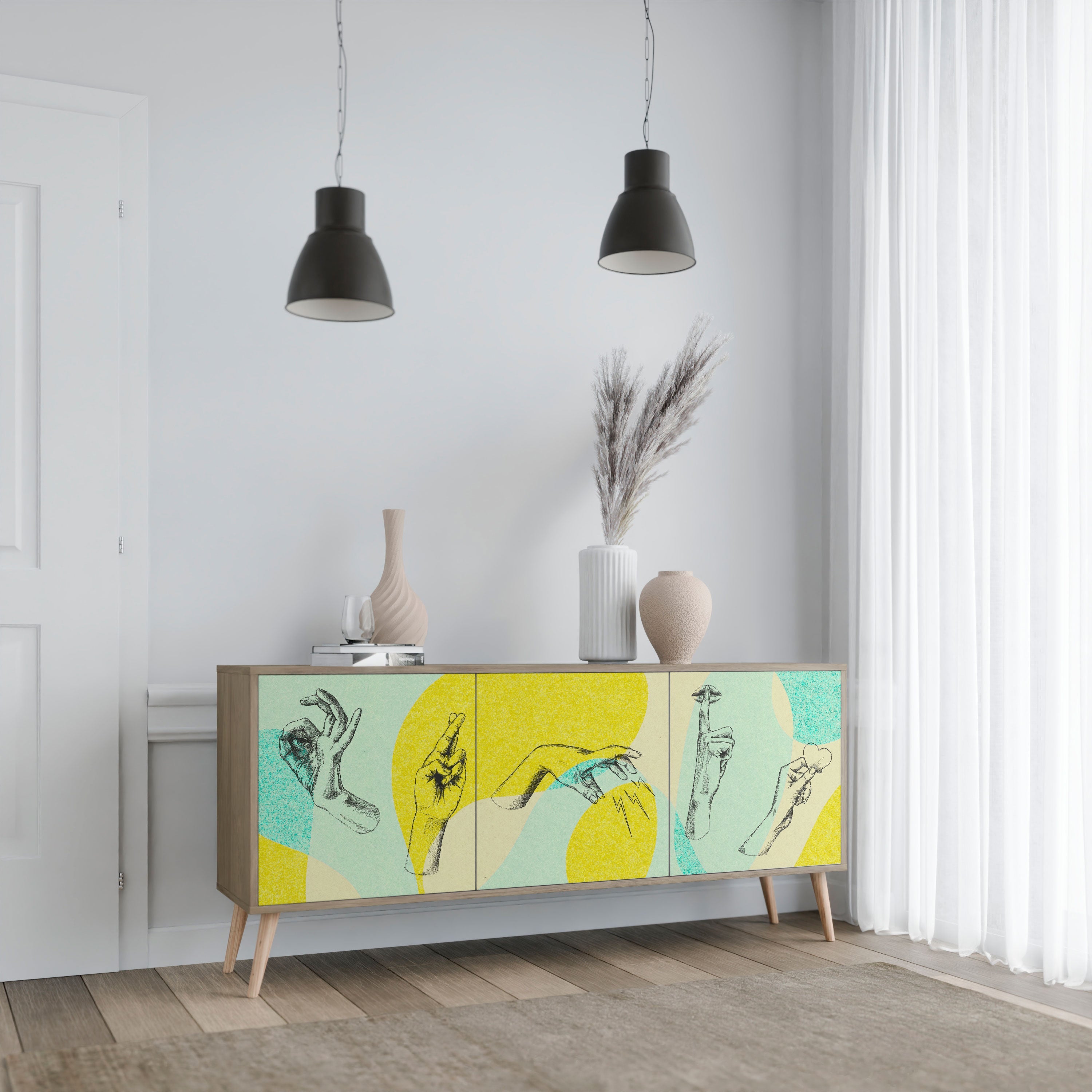 BODY LANGUAGE Aparador de 3 Portas em Efeito Carvalho