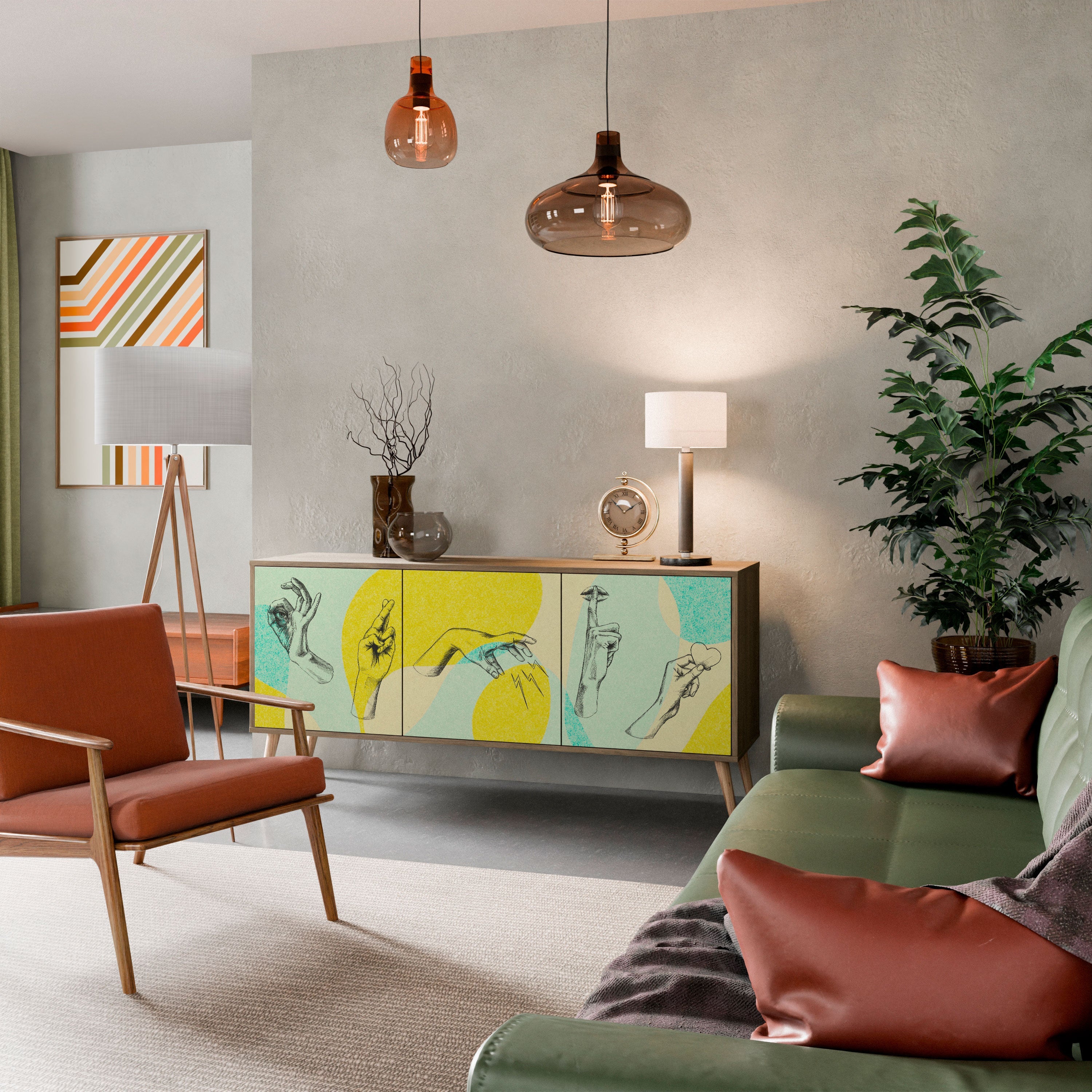 BODY LANGUAGE Aparador de 3 Portas em Efeito Carvalho