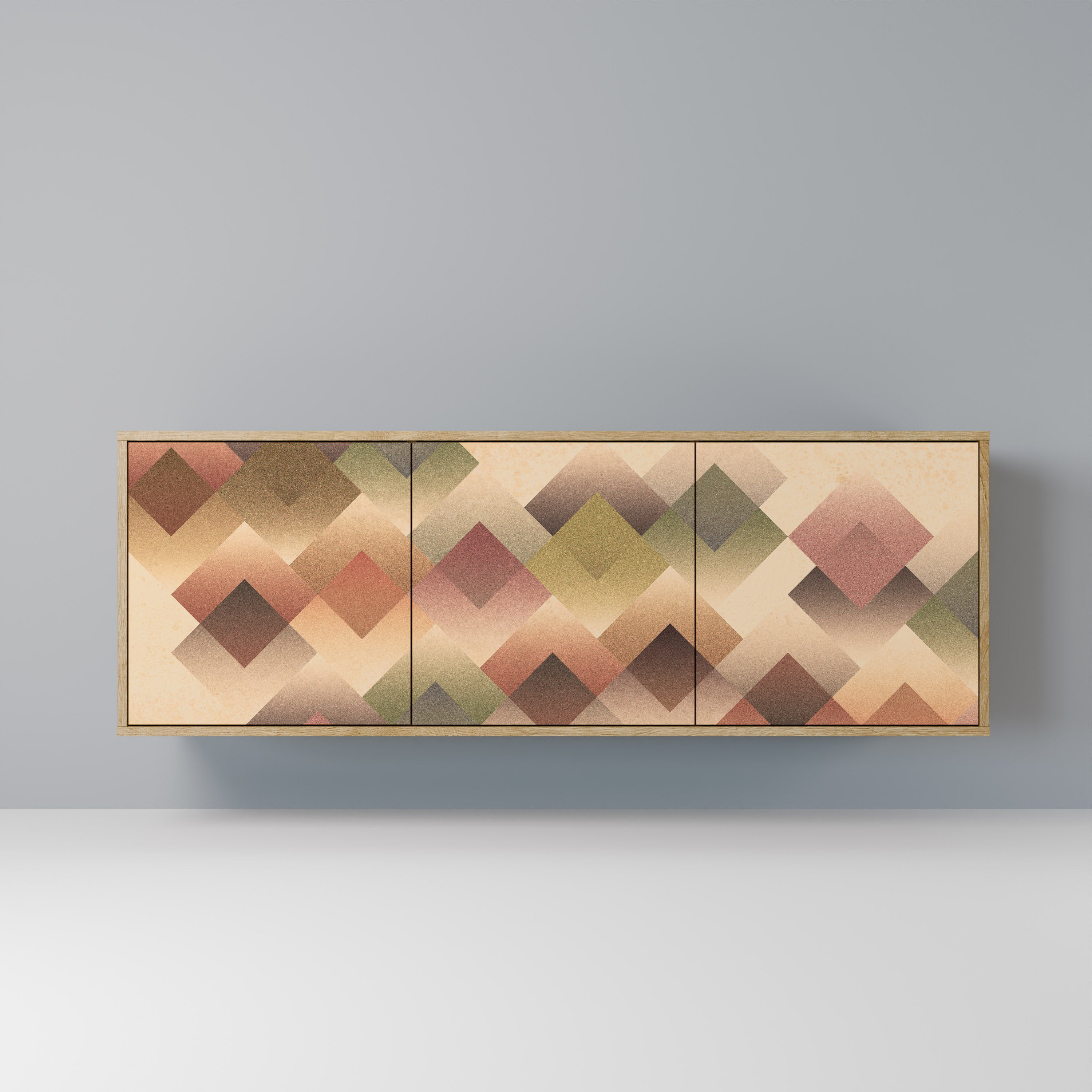 GEOMETRIC FUSION Aparador de 3 Portas em Efeito Carvalho