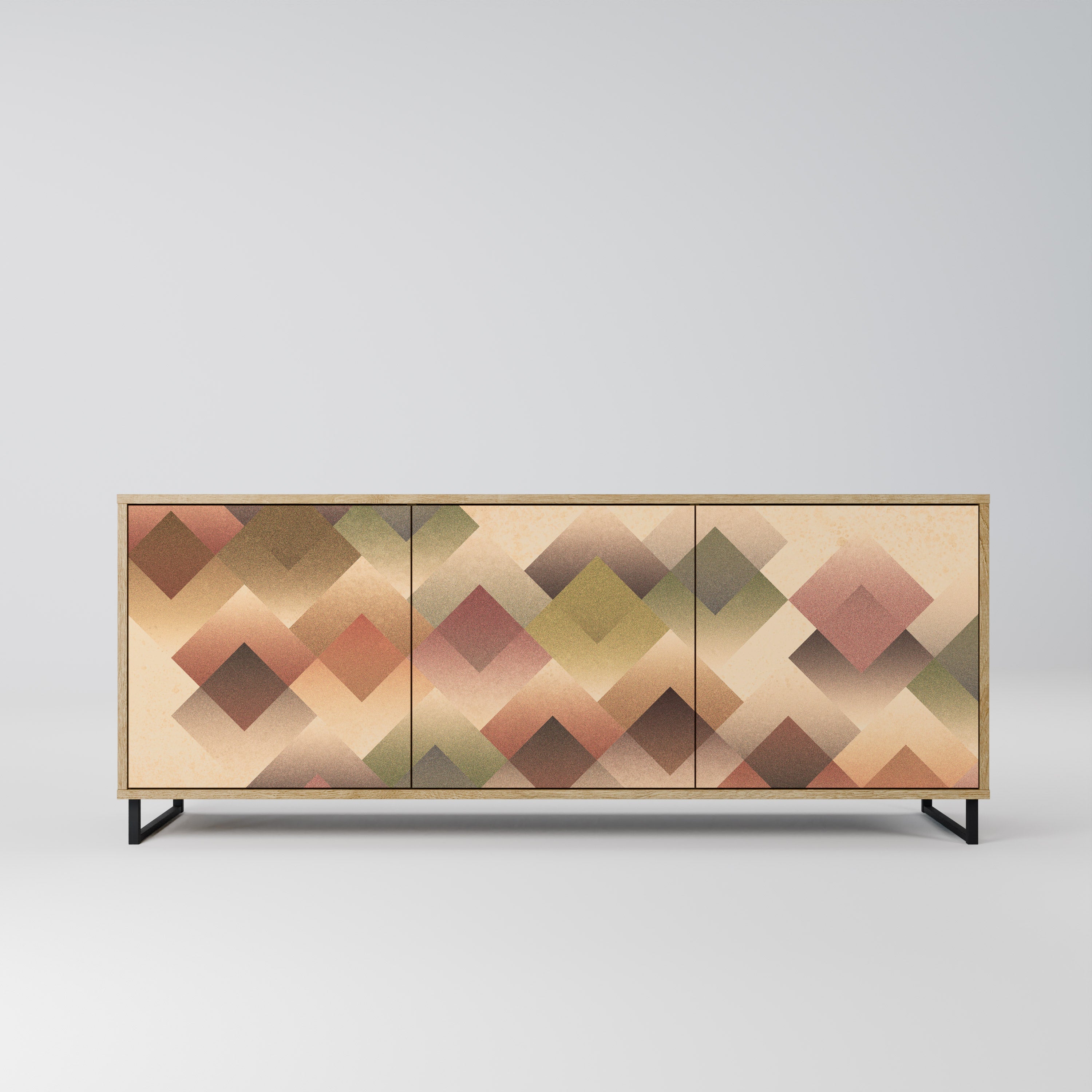 GEOMETRIC FUSION Aparador de 3 Portas em Efeito Carvalho