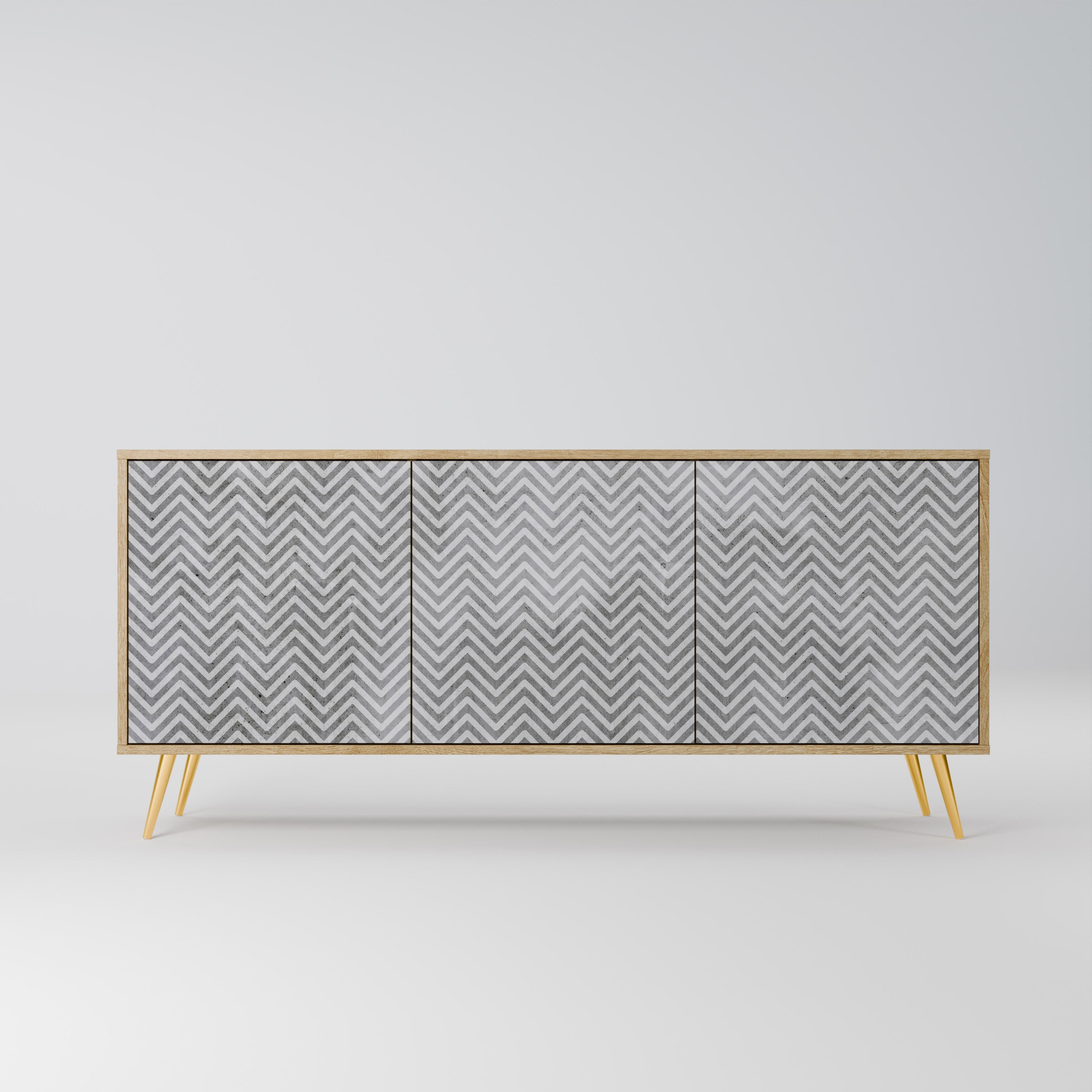 CONCRETE ZIG ZAG Aparador de 3 Portas em Efeito Carvalho