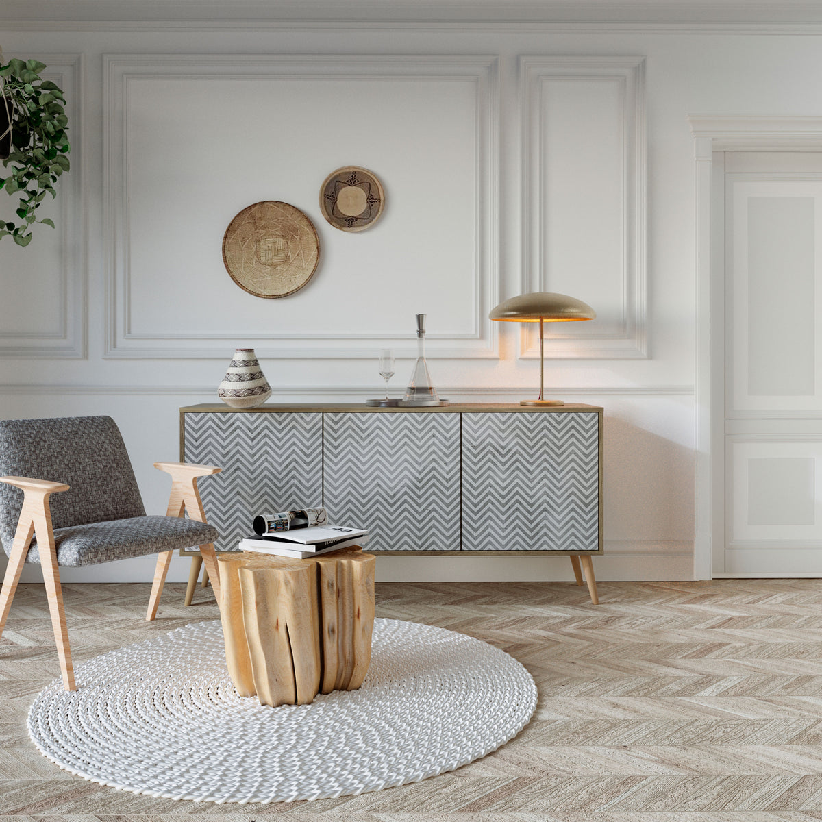 CONCRETE ZIG ZAG 3-Door Sideboard