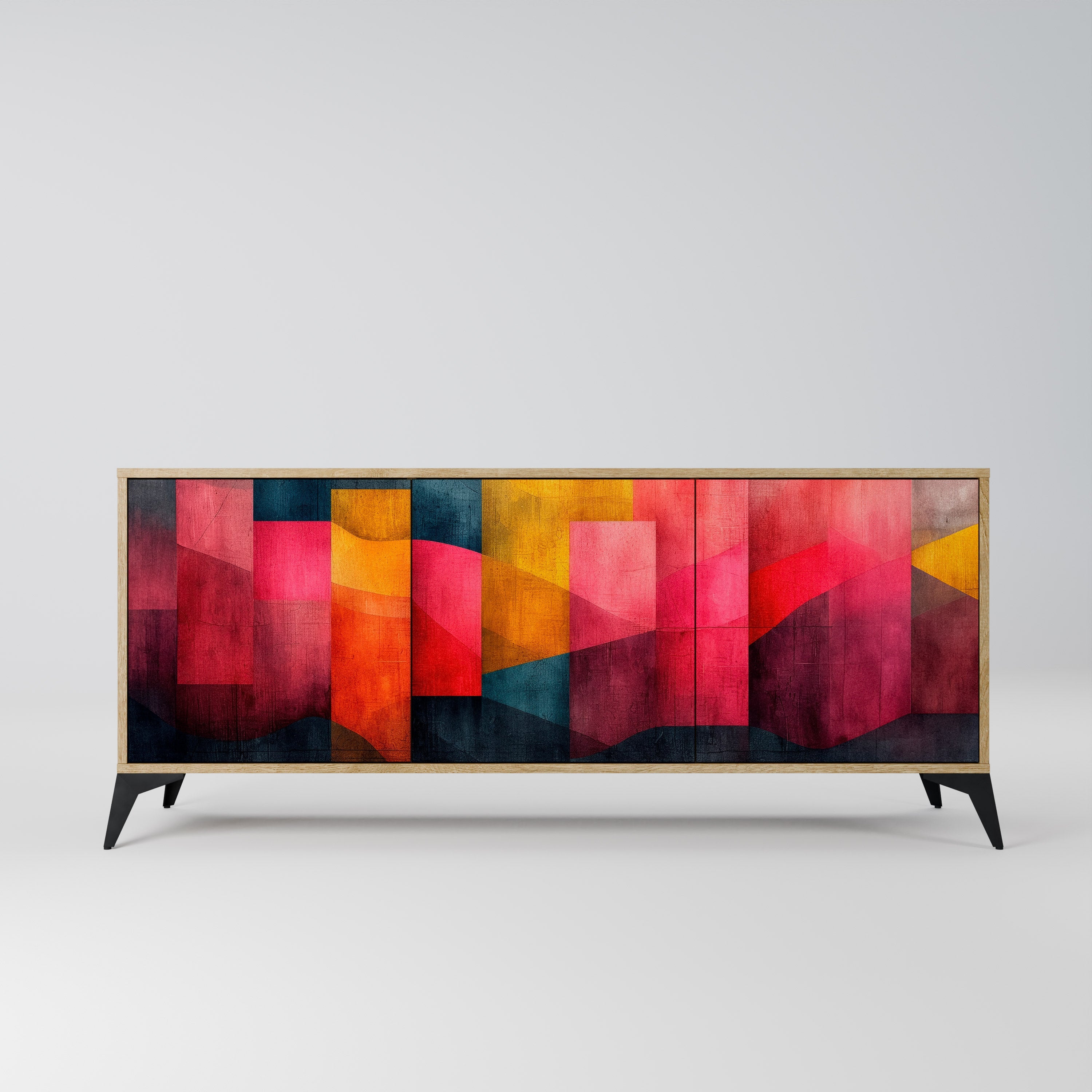 COLORFUL SOUNDS Aparador de 3 Portas em Efeito Carvalho