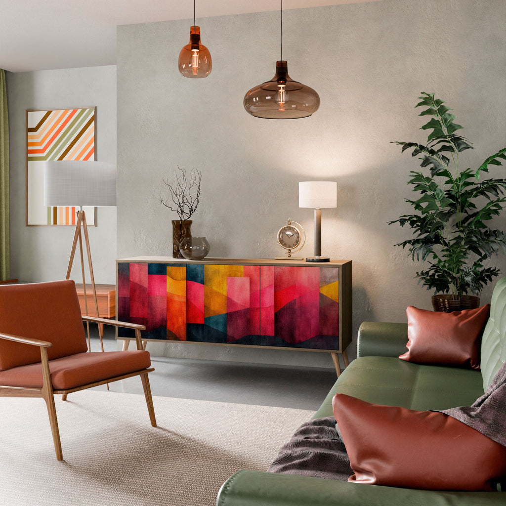 COLORFUL SOUNDS Aparador de 3 Portas em Efeito Carvalho