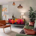 COLORFUL SOUNDS Aparador de 3 Portas em Efeito Carvalho