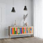 GEOMETRIC SHINE Aparador de 3 Portas em Efeito Carvalho