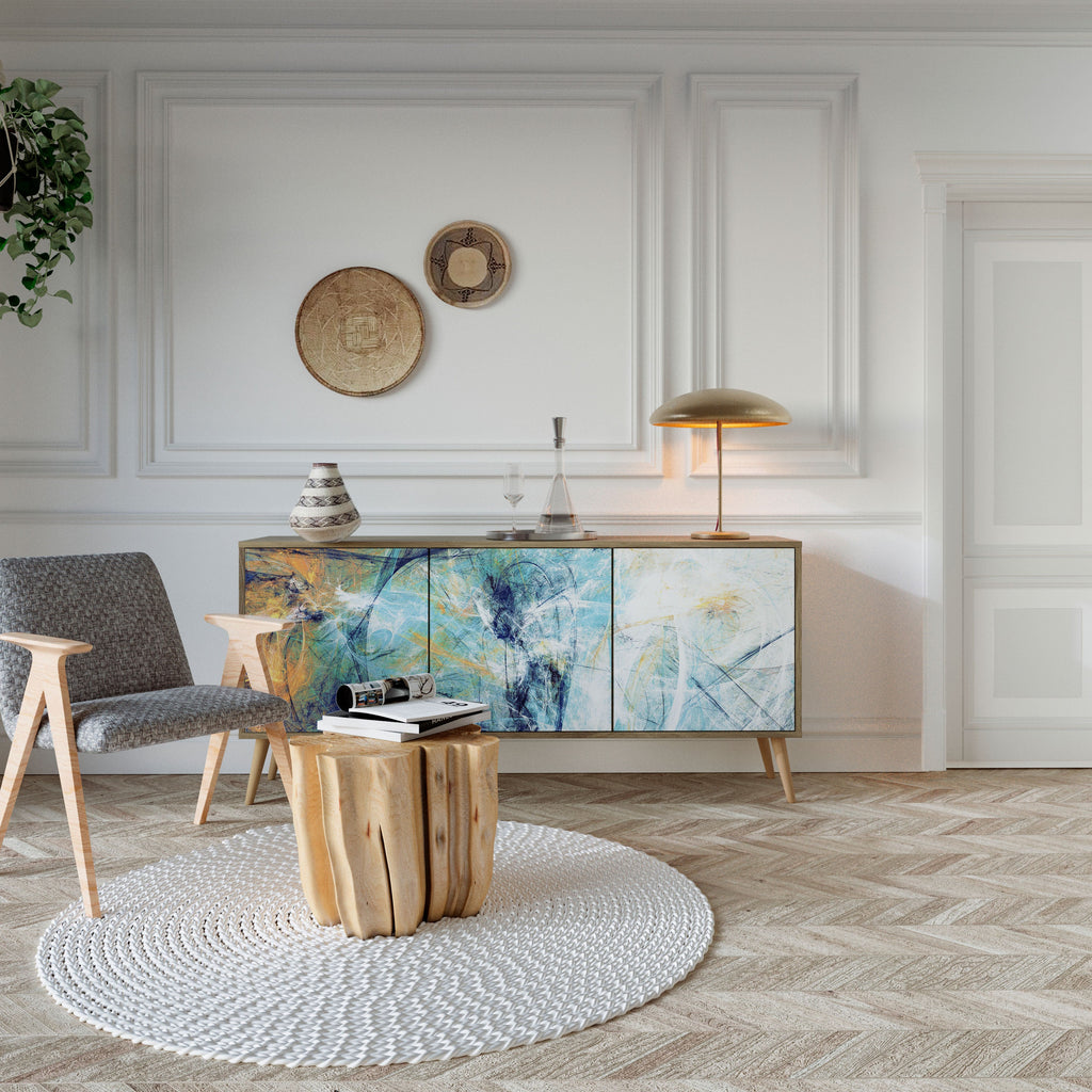 ABSTRACT THOUGHTS Aparador de 3 Portas em Efeito Carvalho