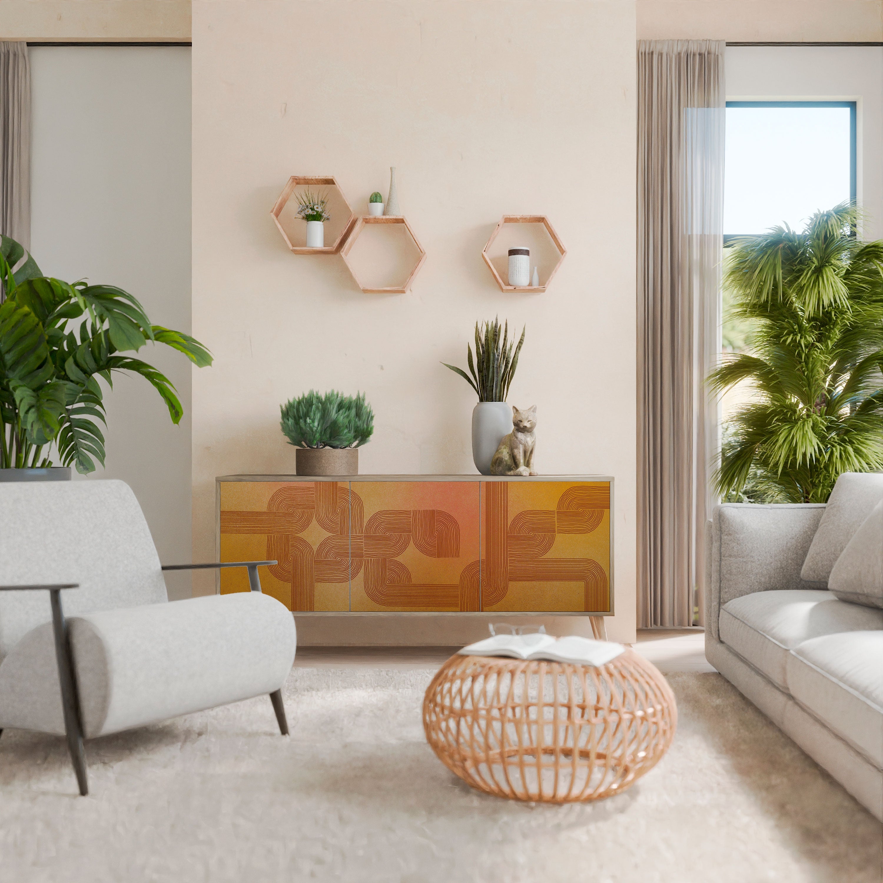 STRENGTHENING RELATION Aparador de 3 Portas em Efeito Carvalho