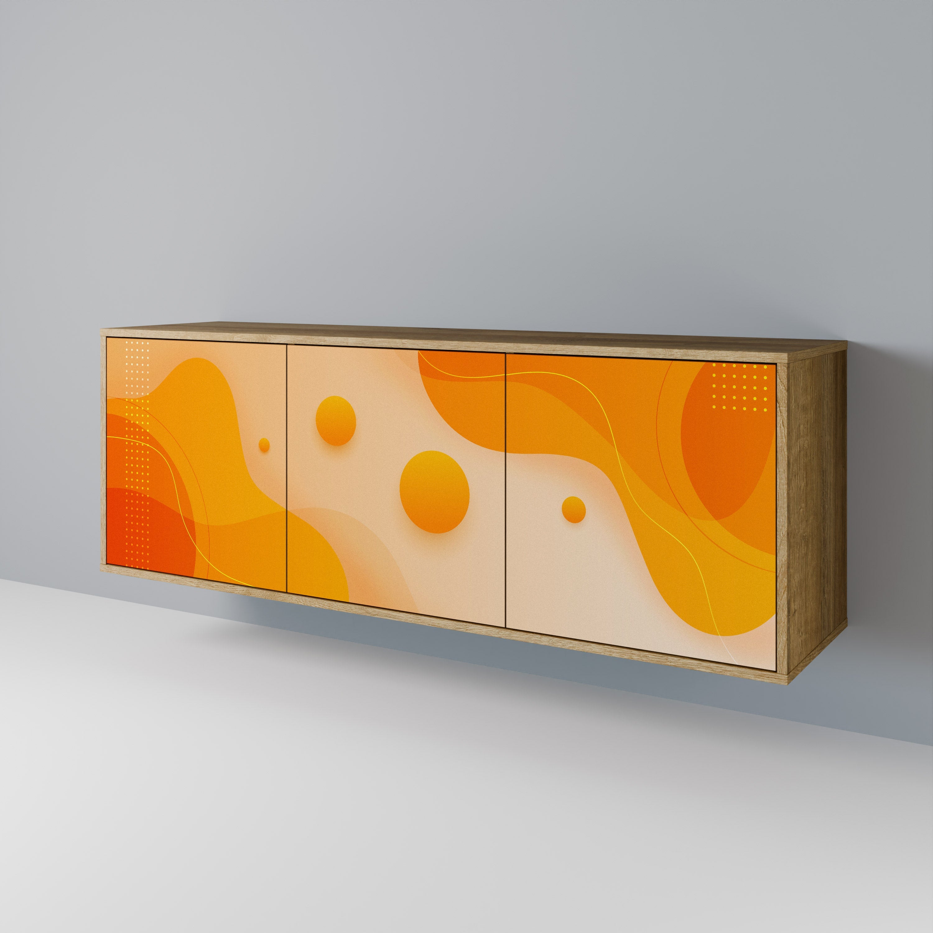 ORANGE ARRANGEMENT 3-Door Sideboard in Oak Effect