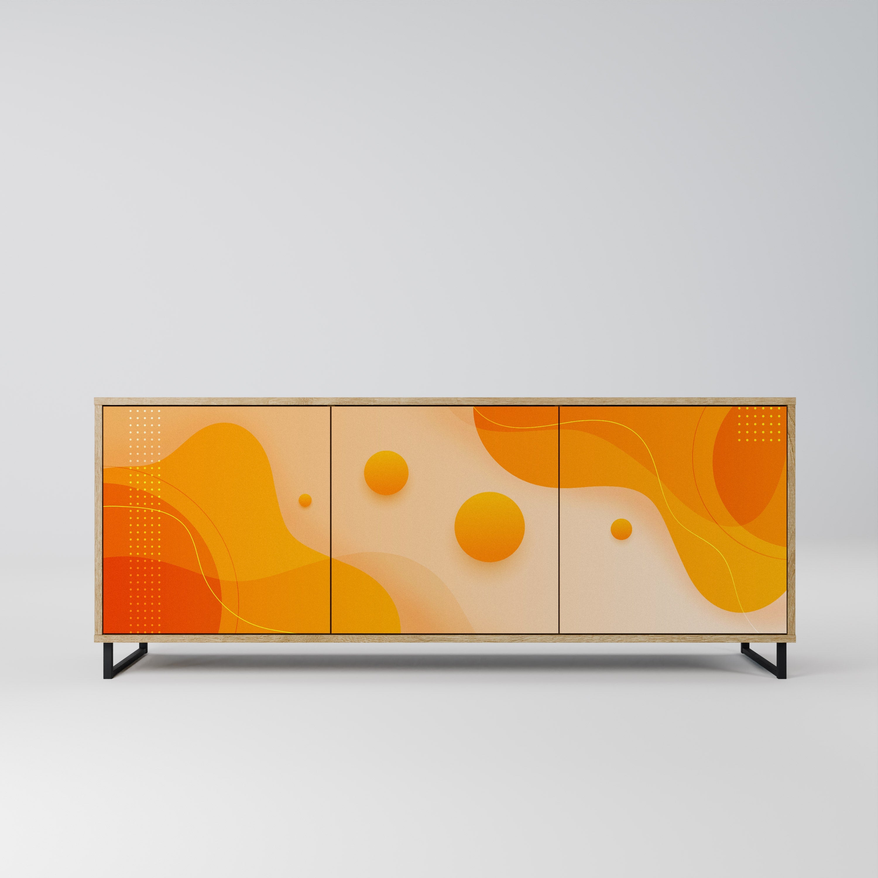 ORANGE ARRANGEMENT Aparador de 3 Portas em Efeito Carvalho