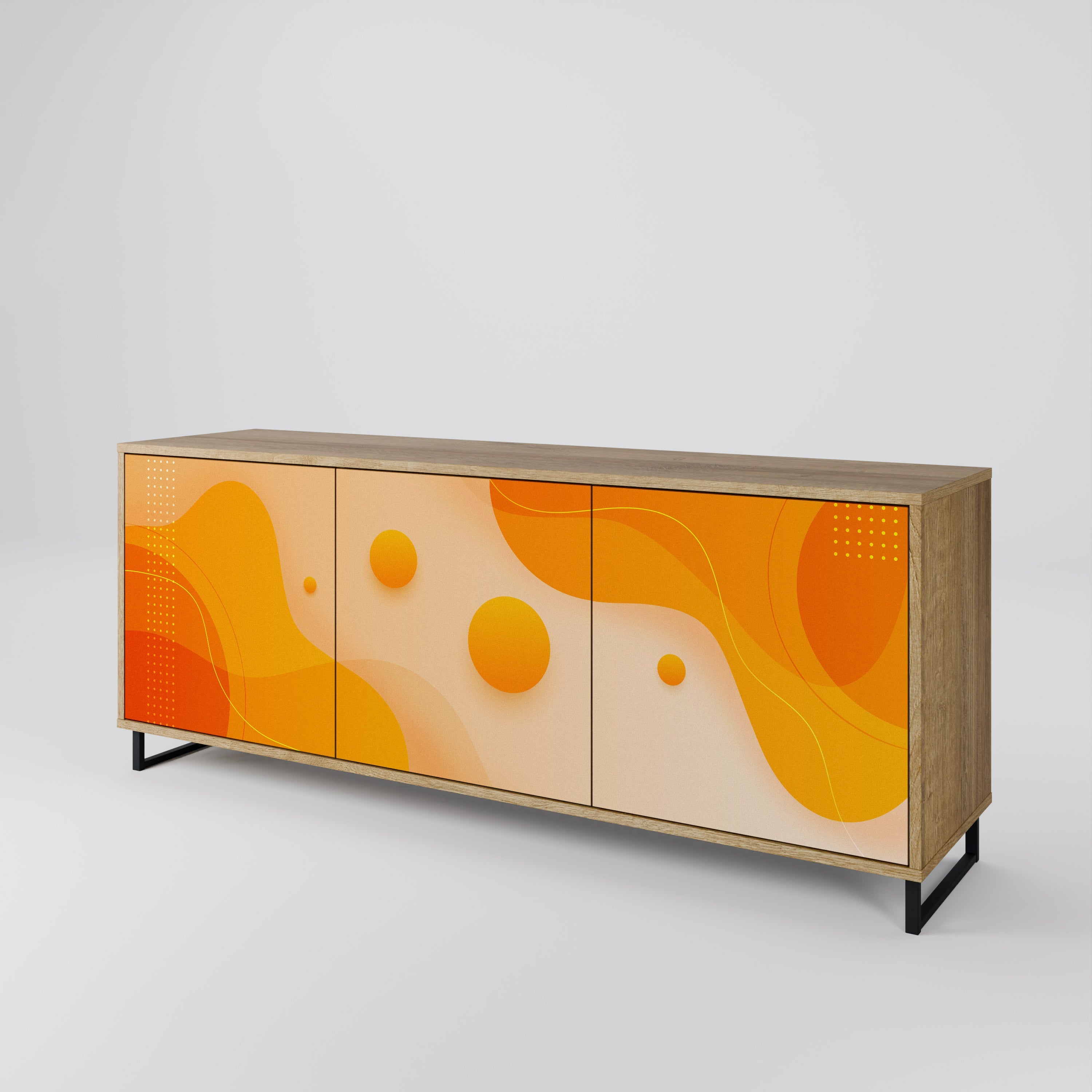ORANGE ARRANGEMENT 3-Door Sideboard in Oak Effect