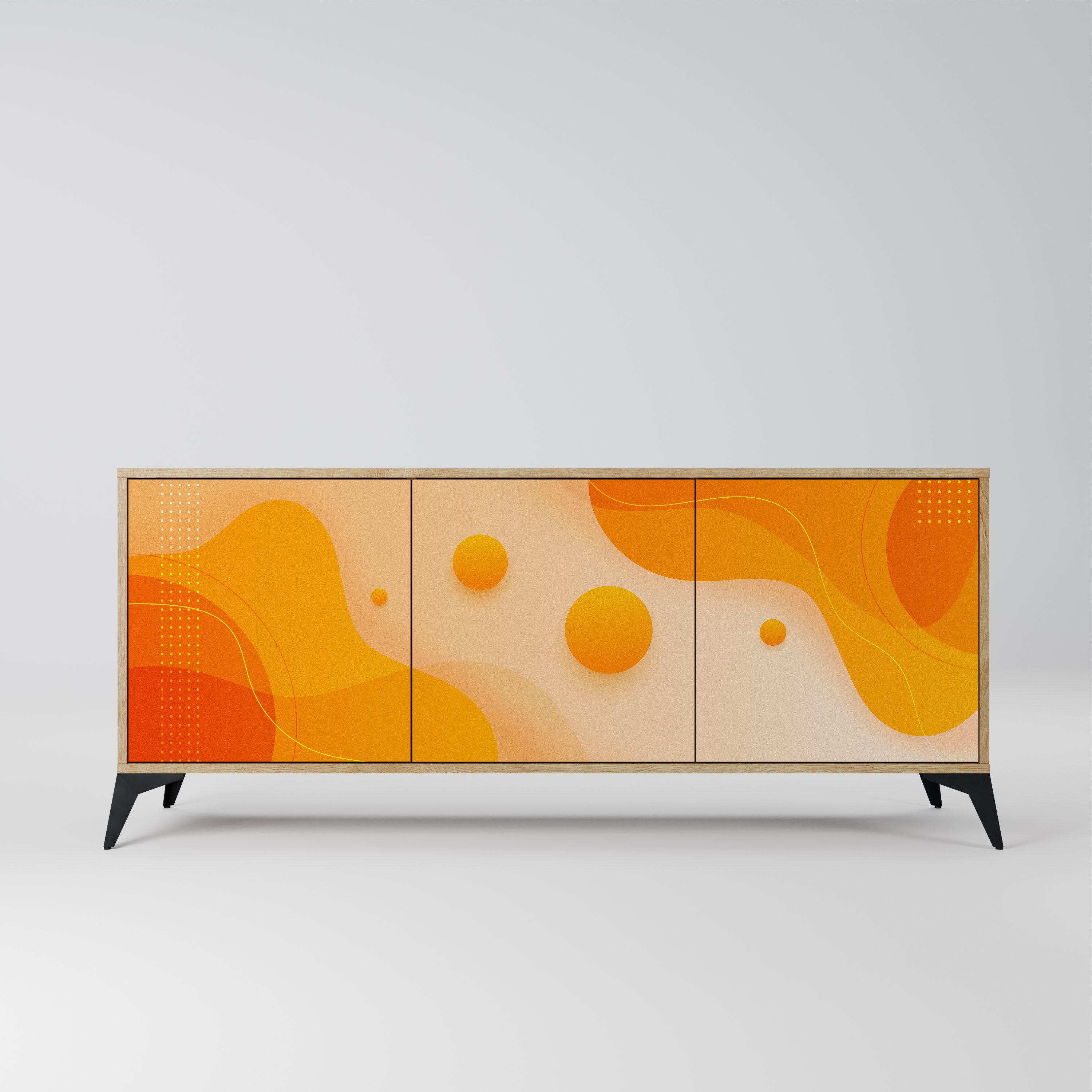 ORANGE ARRANGEMENT Aparador de 3 Portas em Efeito Carvalho