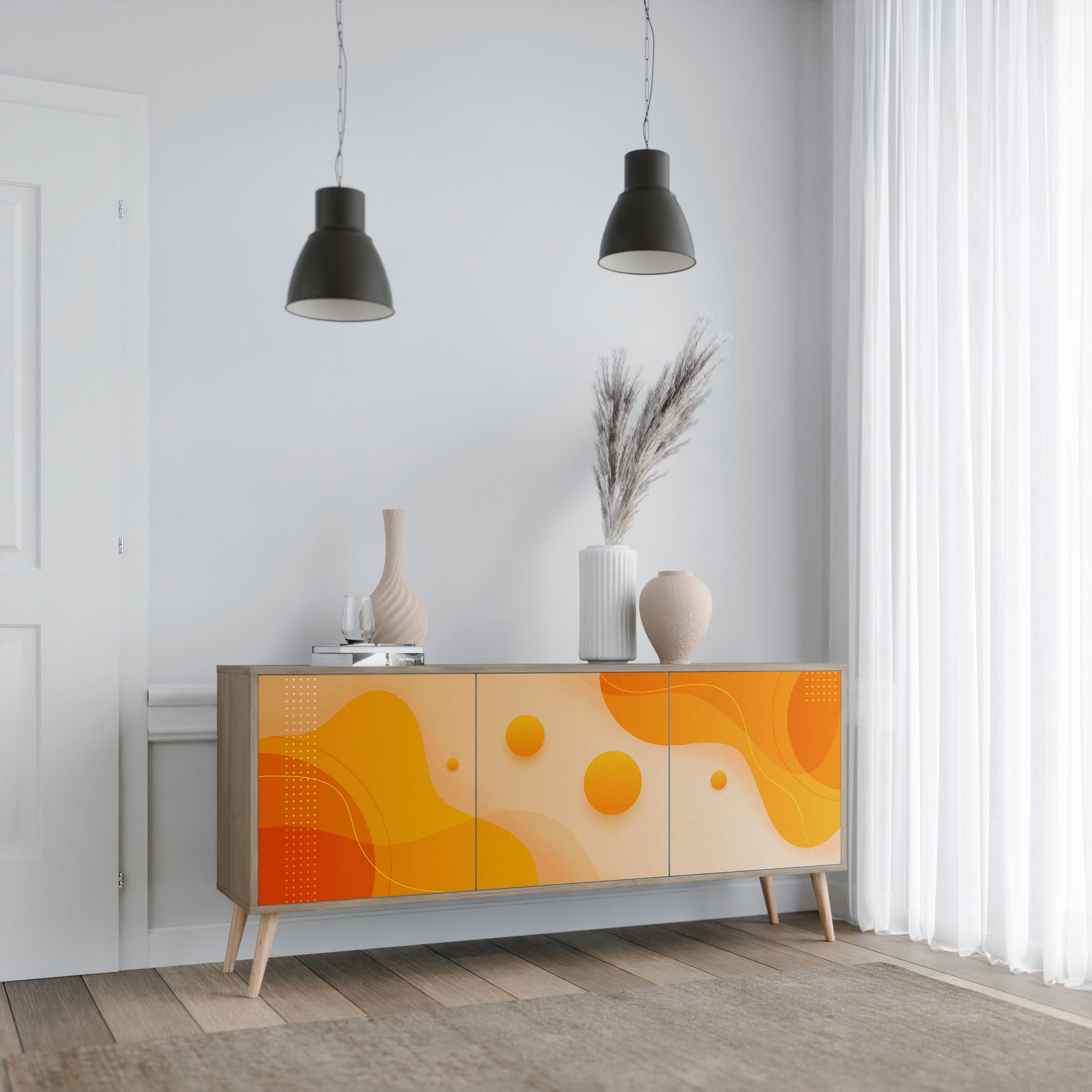 ORANGE ARRANGEMENT Aparador de 3 Portas em Efeito Carvalho