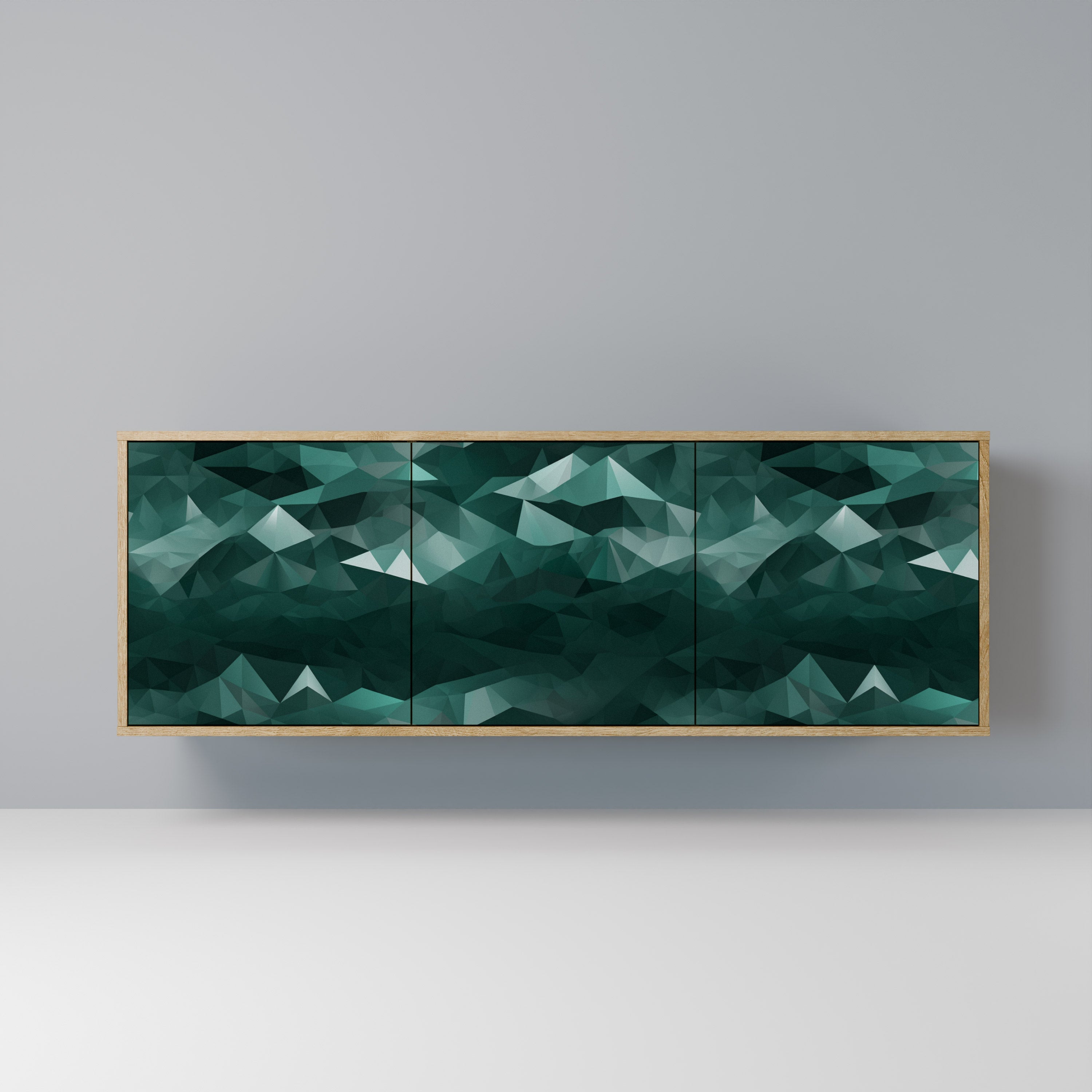 POLYGONAL FLOATING Aparador de 3 Portas em Efeito Carvalho