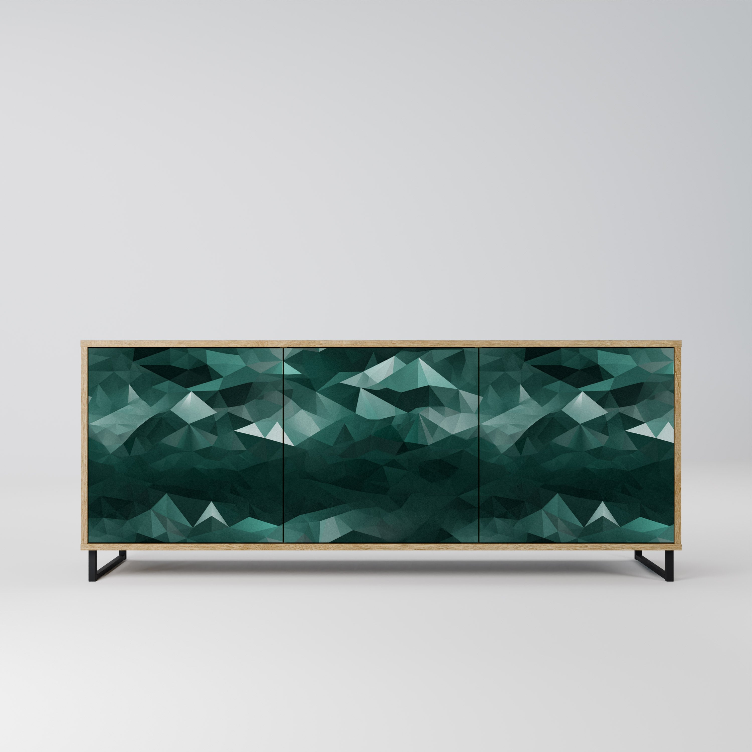 POLYGONAL FLOATING Aparador de 3 Portas em Efeito Carvalho