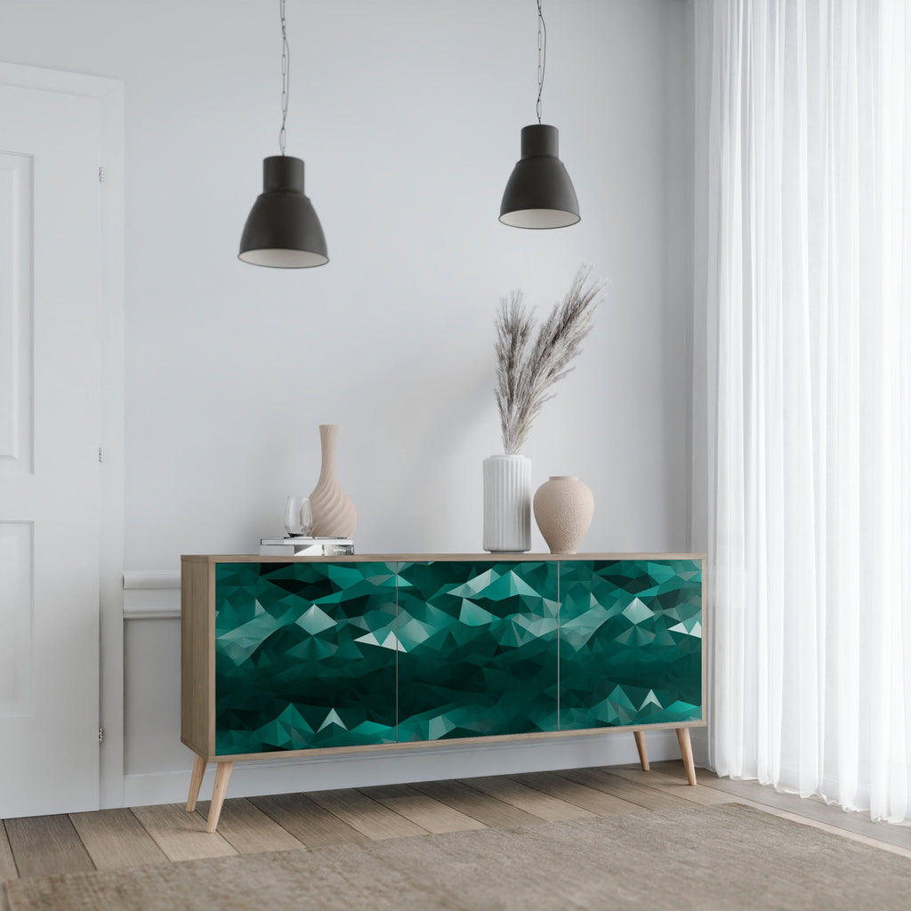 POLYGONAL FLOATING Aparador de 3 Portas em Efeito Carvalho