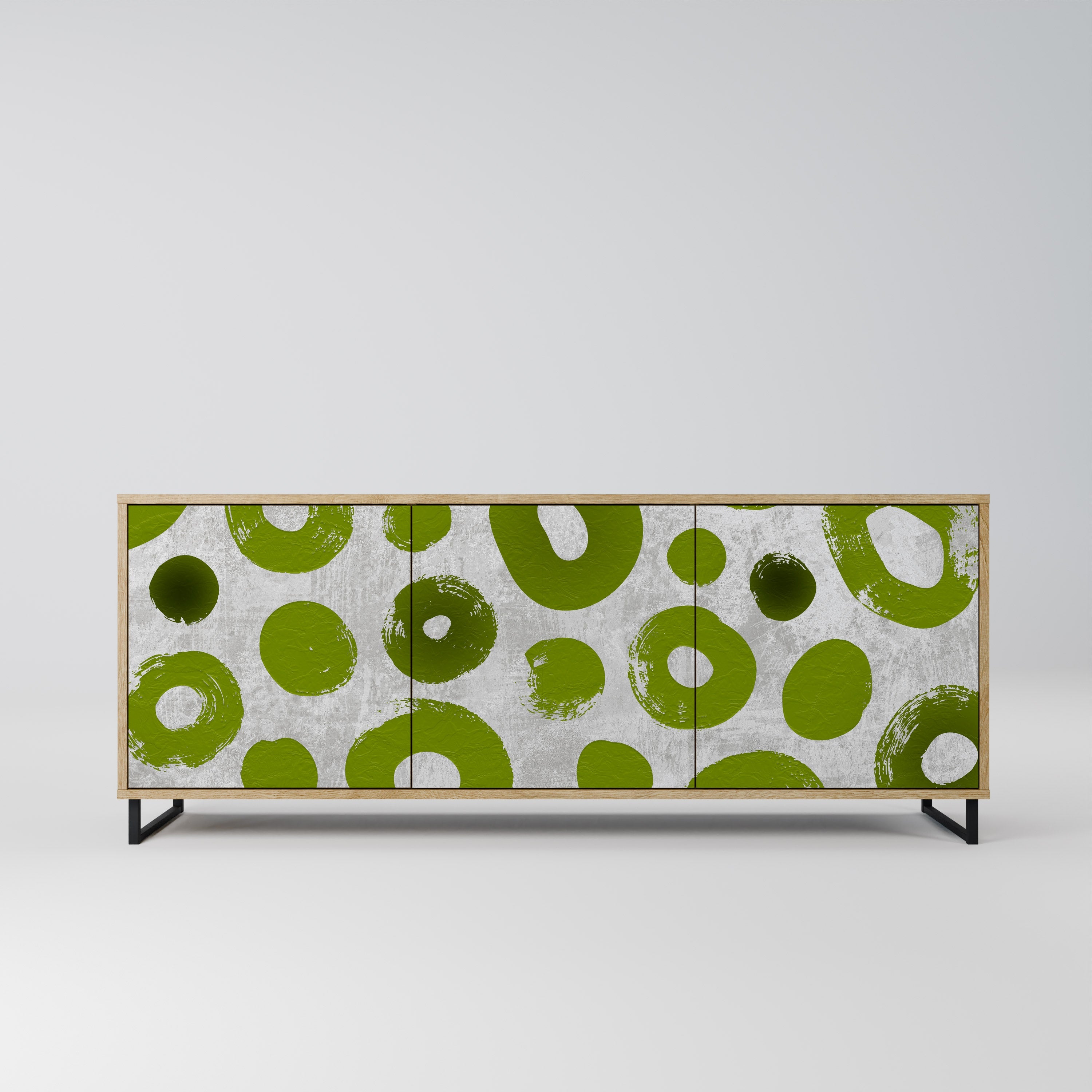 GREEN RHAPSODY Aparador de 3 Portas em Efeito Carvalho