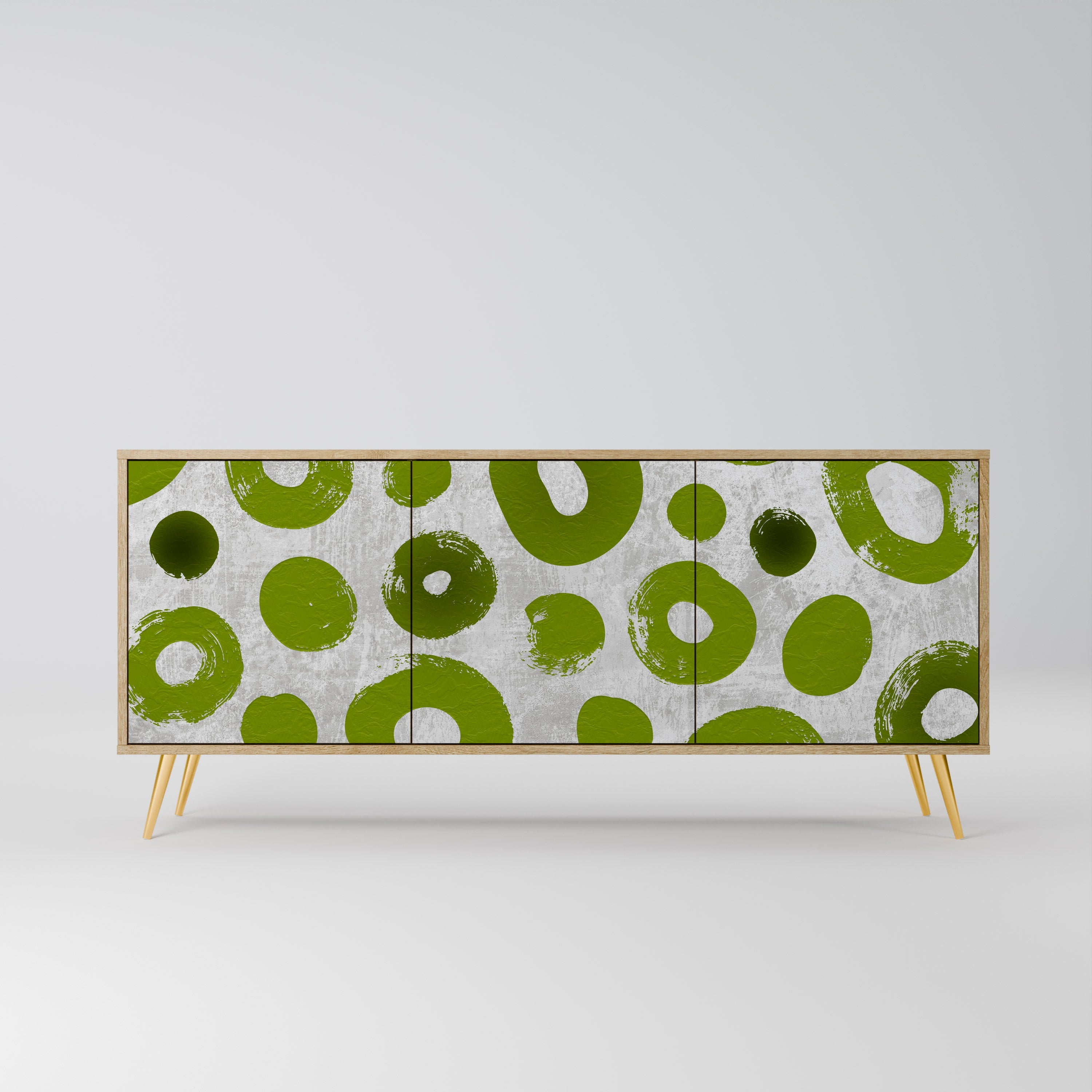 GREEN RHAPSODY Aparador de 3 Portas em Efeito Carvalho