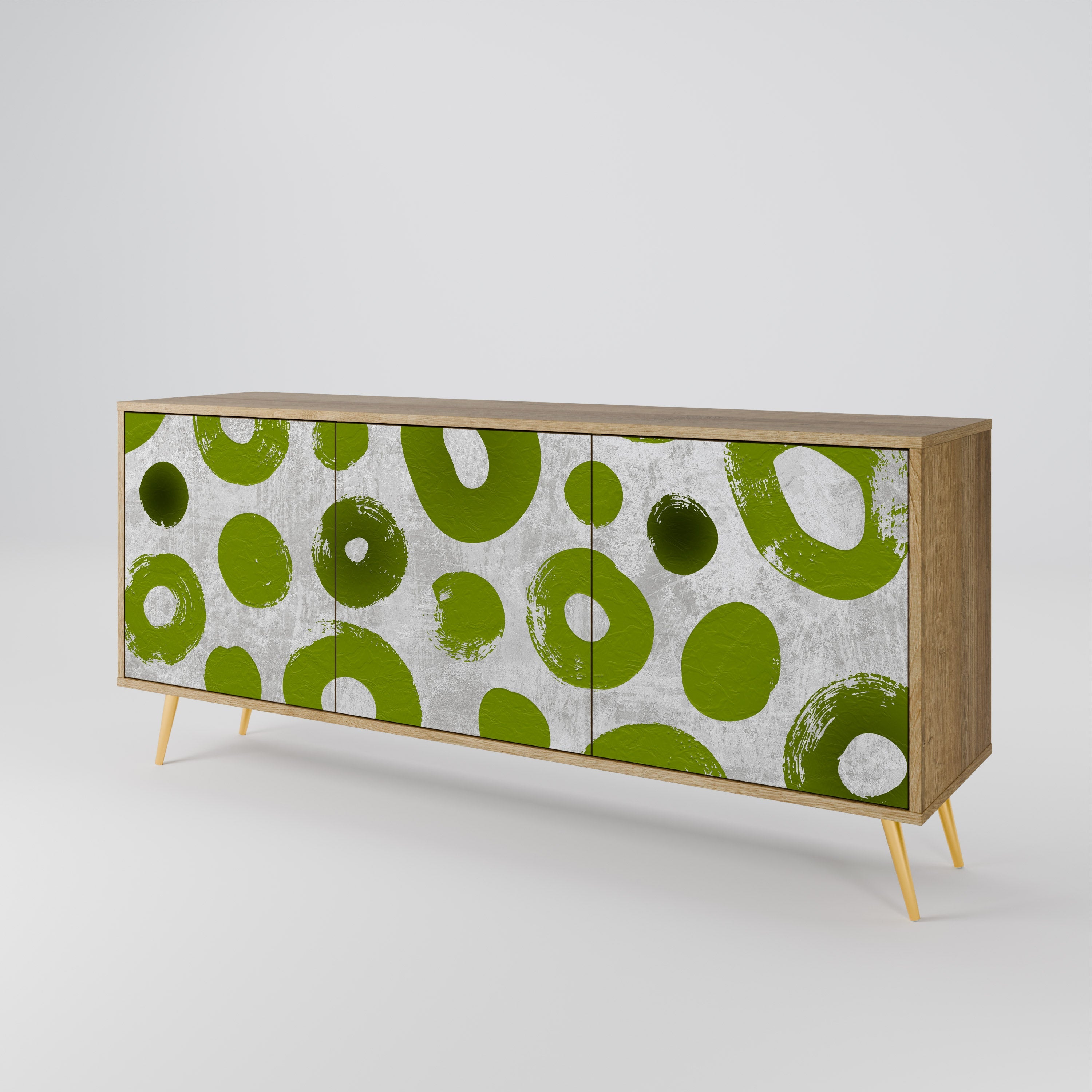 GREEN RHAPSODY Aparador de 3 Portas em Efeito Carvalho