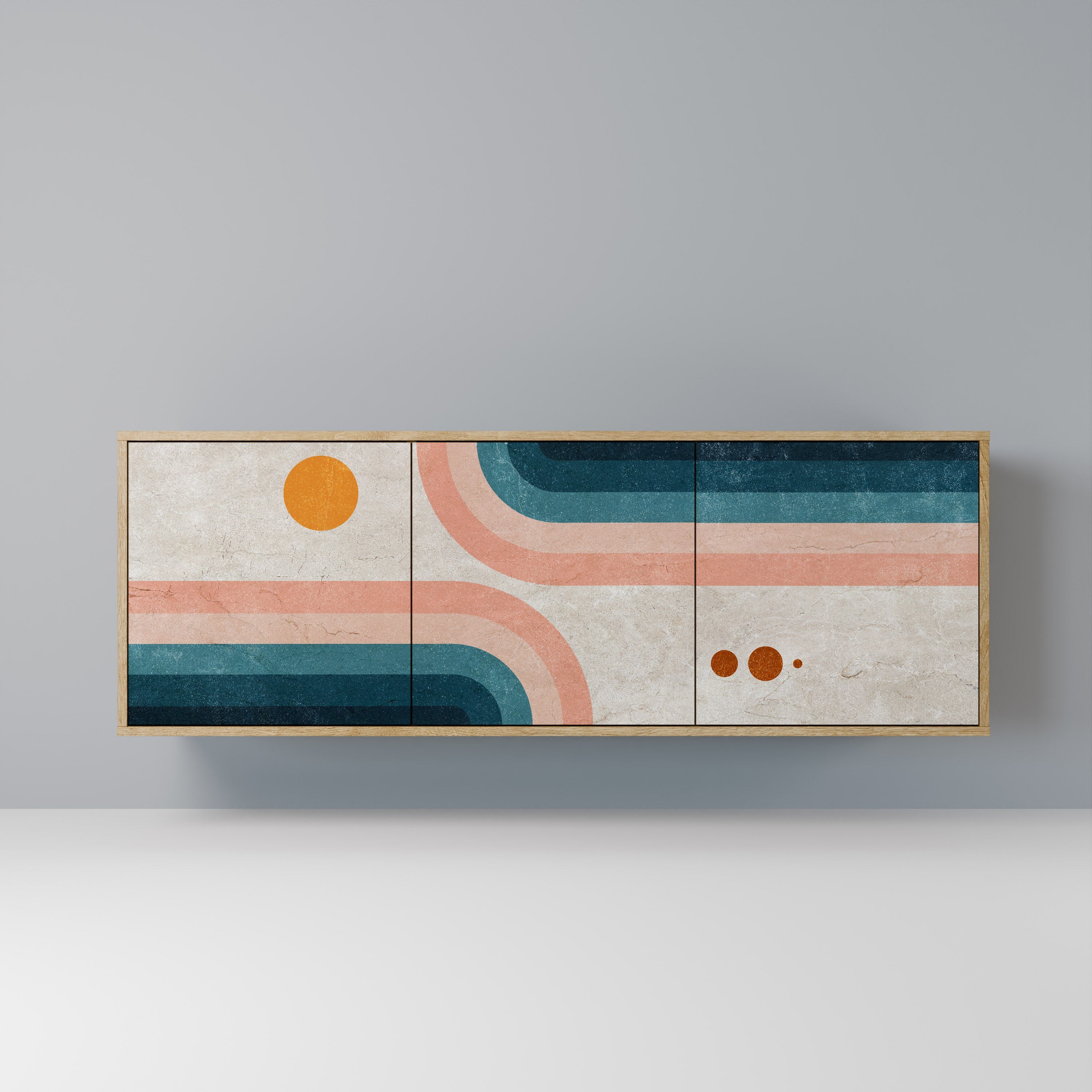 TWO HALVES Aparador de 3 Portas em Efeito Carvalho