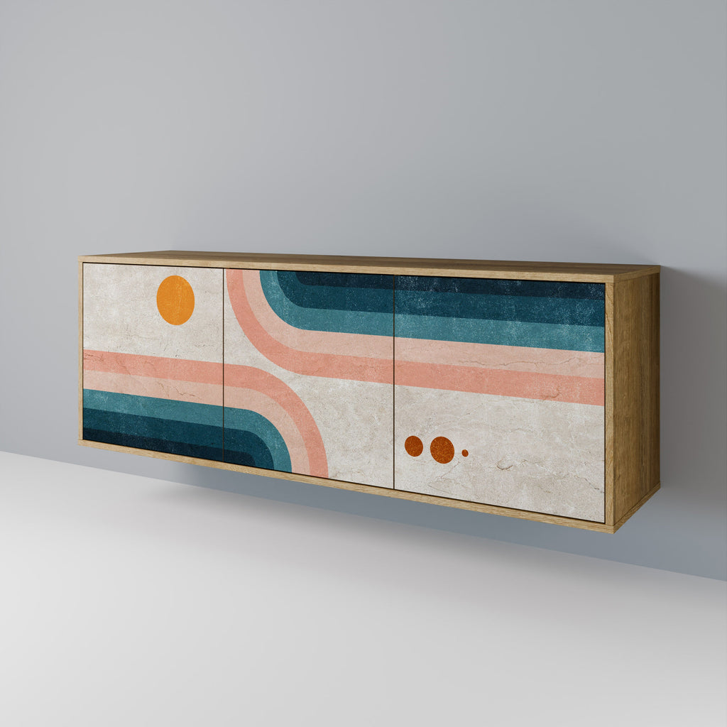 TWO HALVES Aparador de 3 Portas em Efeito Carvalho