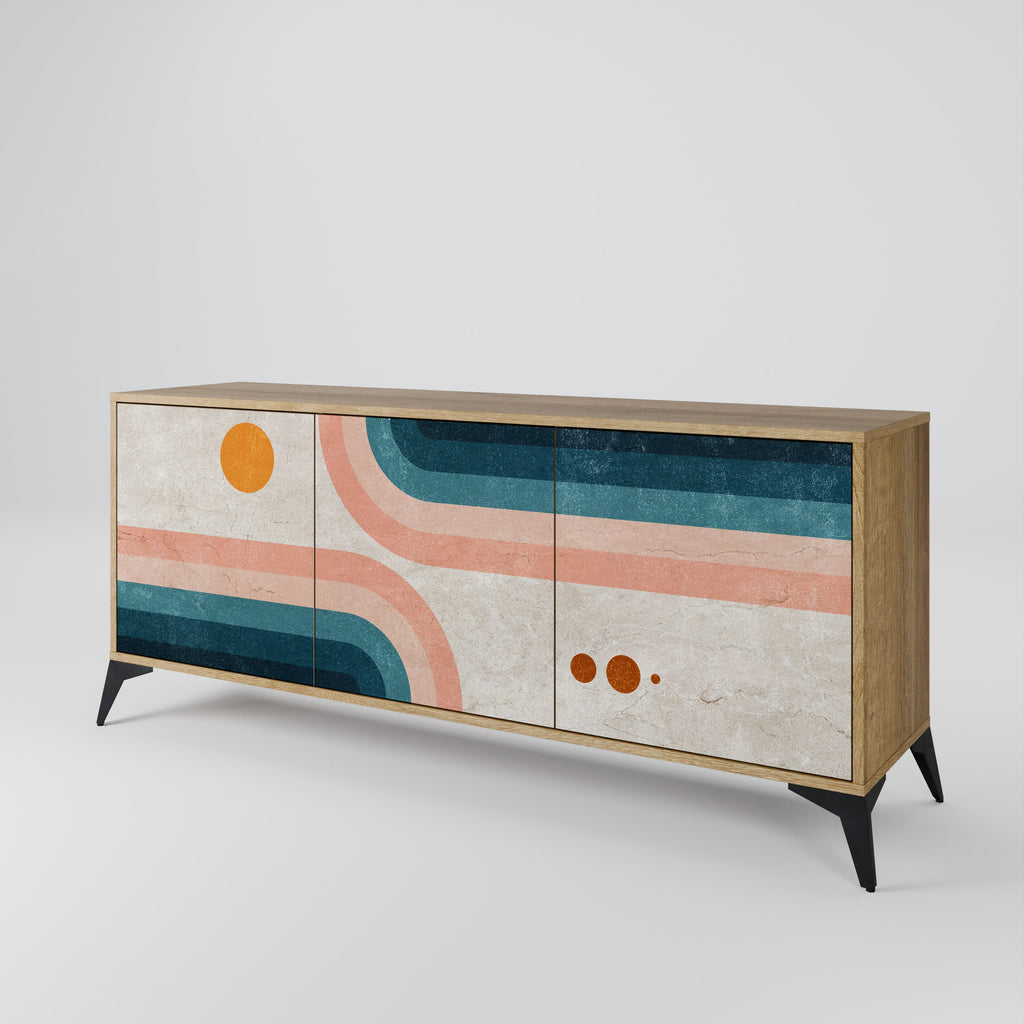 TWO HALVES Aparador de 3 Portas em Efeito Carvalho