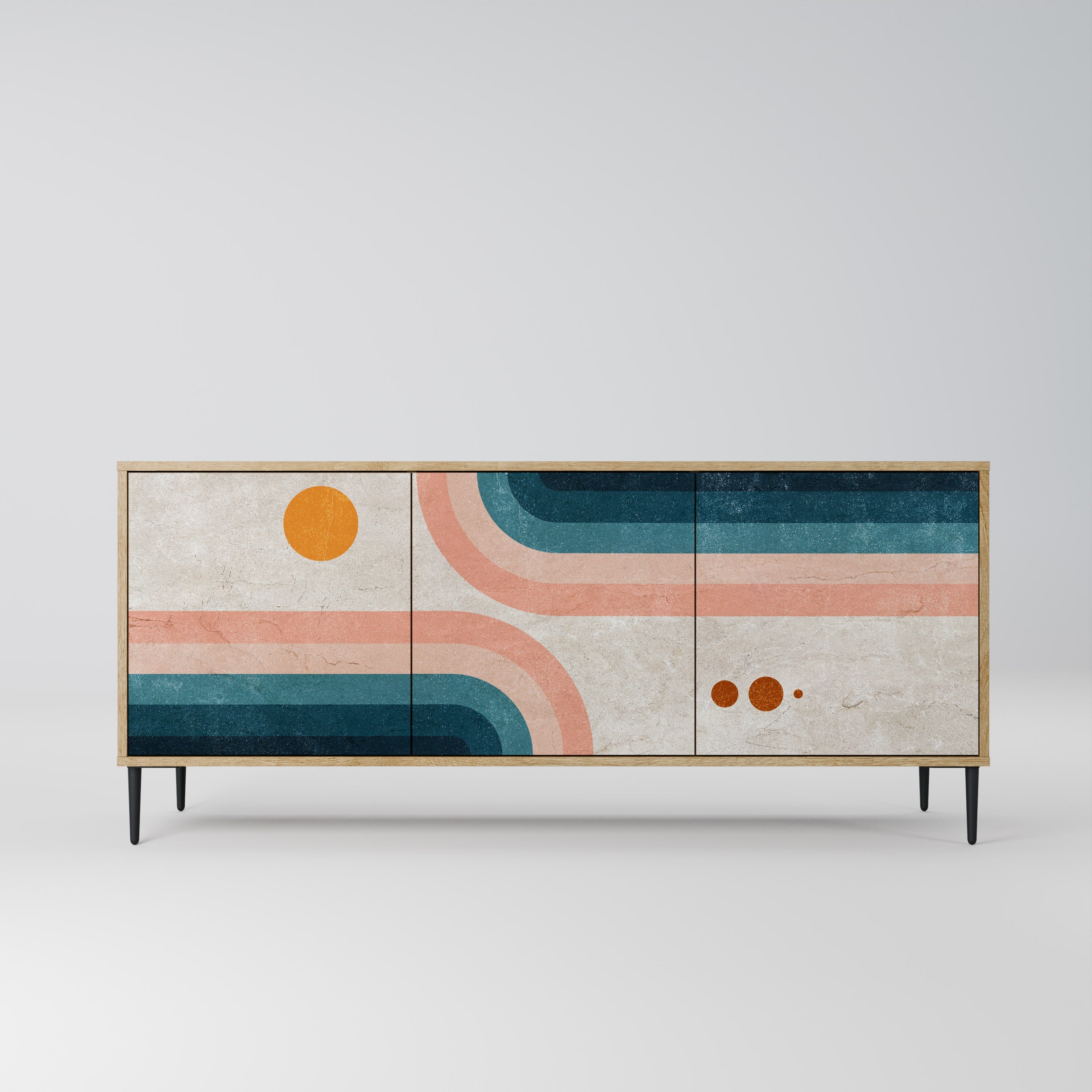 TWO HALVES Aparador de 3 Portas em Efeito Carvalho