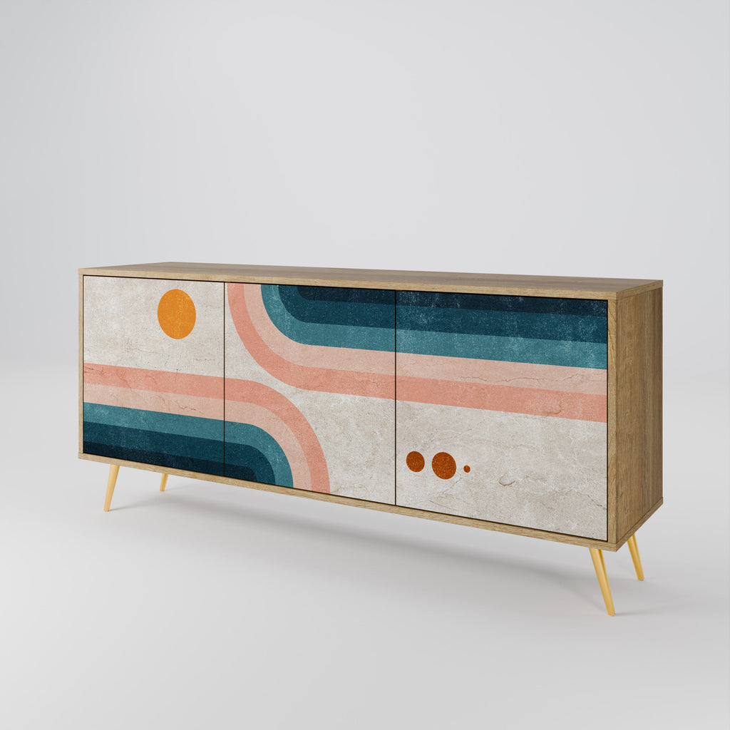 TWO HALVES Aparador de 3 Portas em Efeito Carvalho