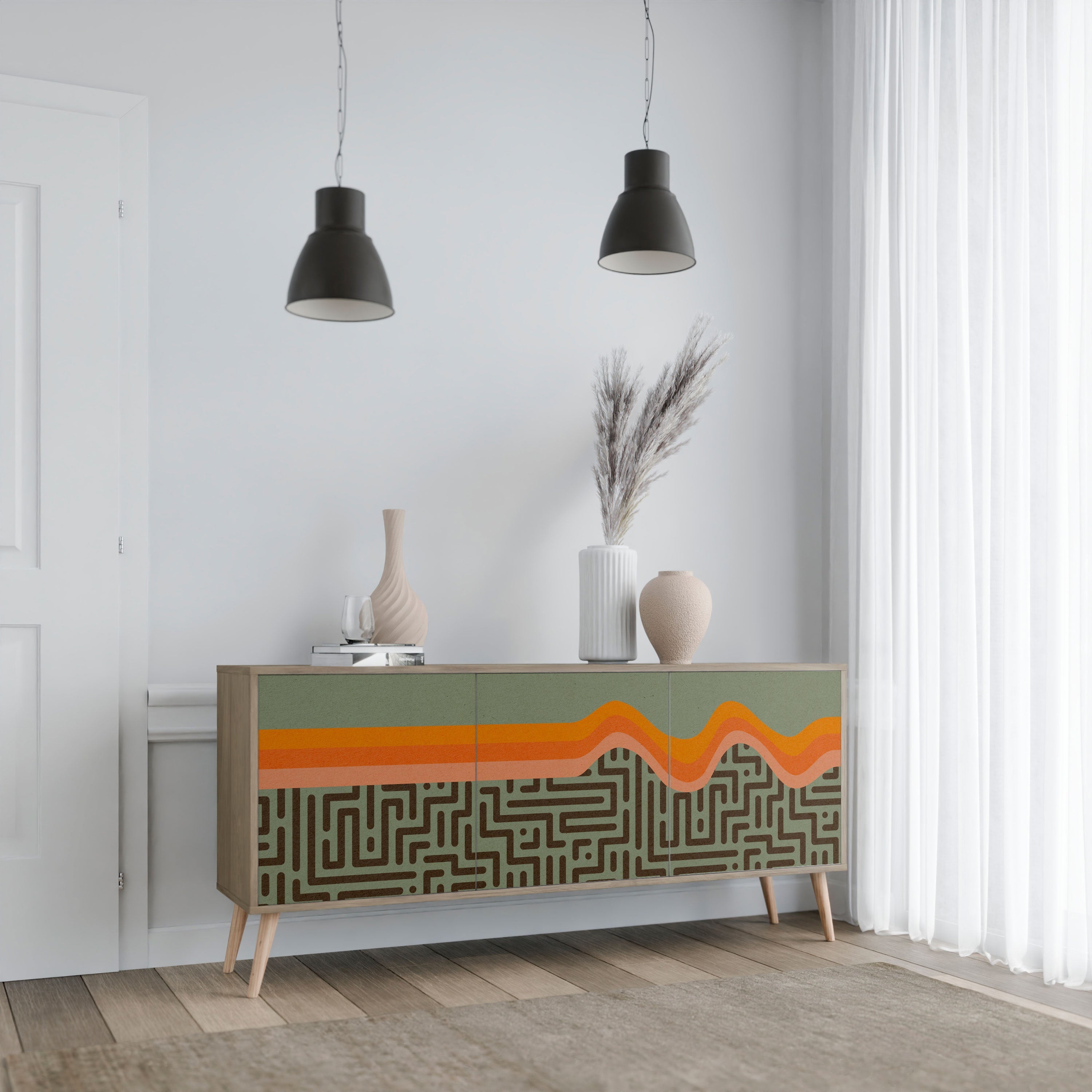 SIMPLE SOLUTIONS Aparador de 3 Portas em Efeito Carvalho