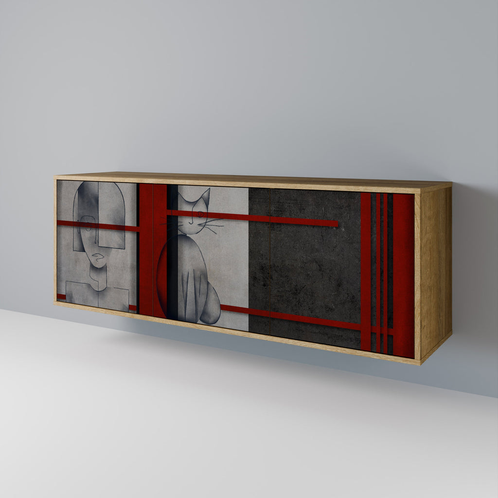 GRAY FIGURES Aparador de 3 Portas em Efeito Carvalho