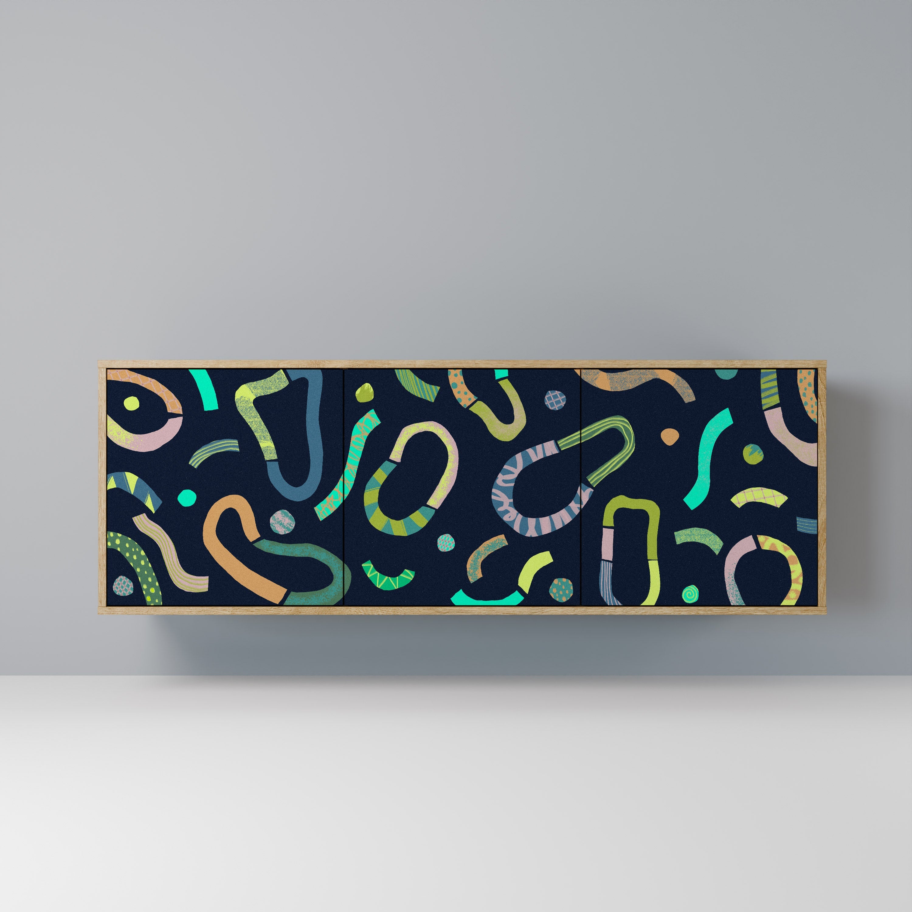 CONTRAST DANCE Aparador de 3 Portas em Efeito Carvalho