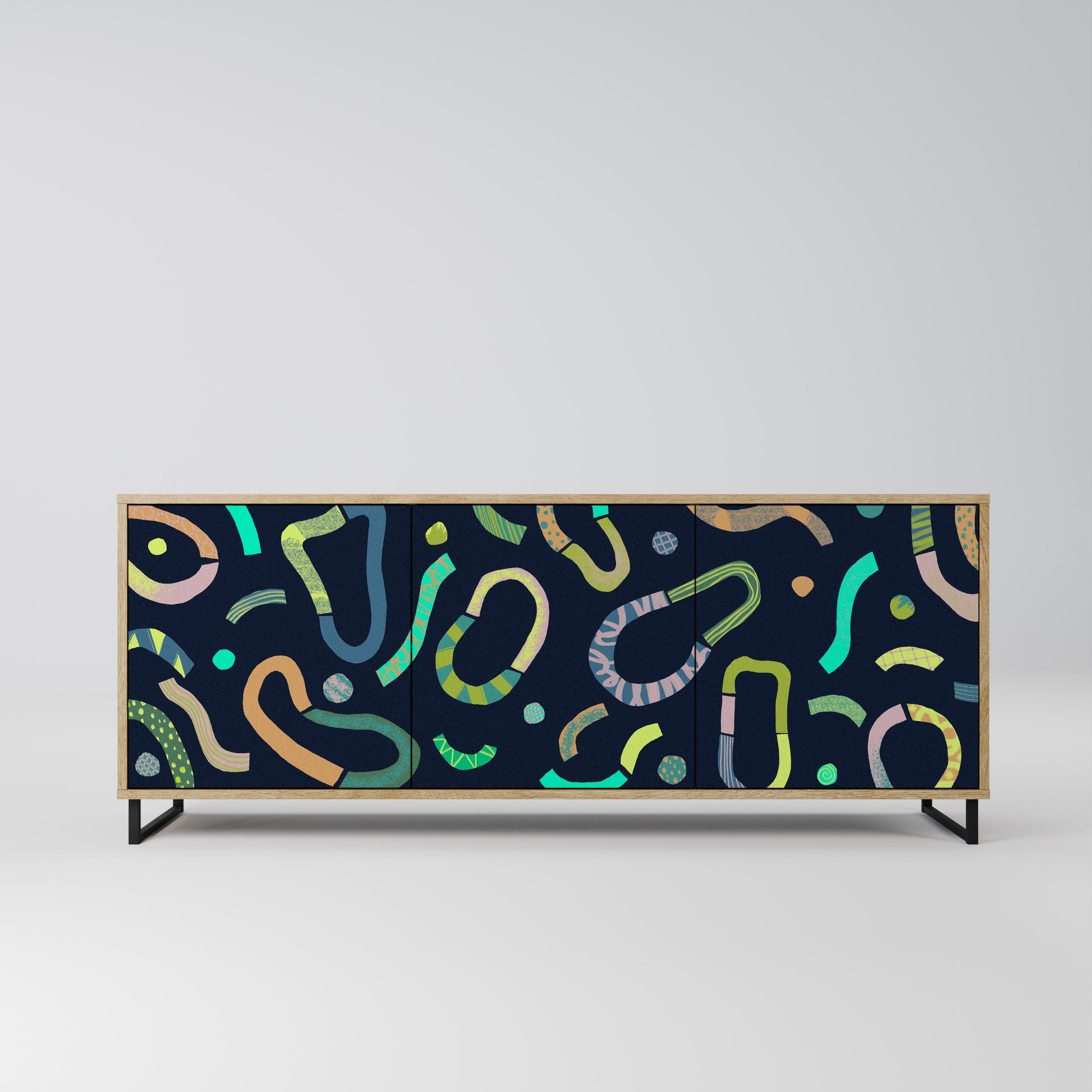 CONTRAST DANCE Aparador de 3 Portas em Efeito Carvalho