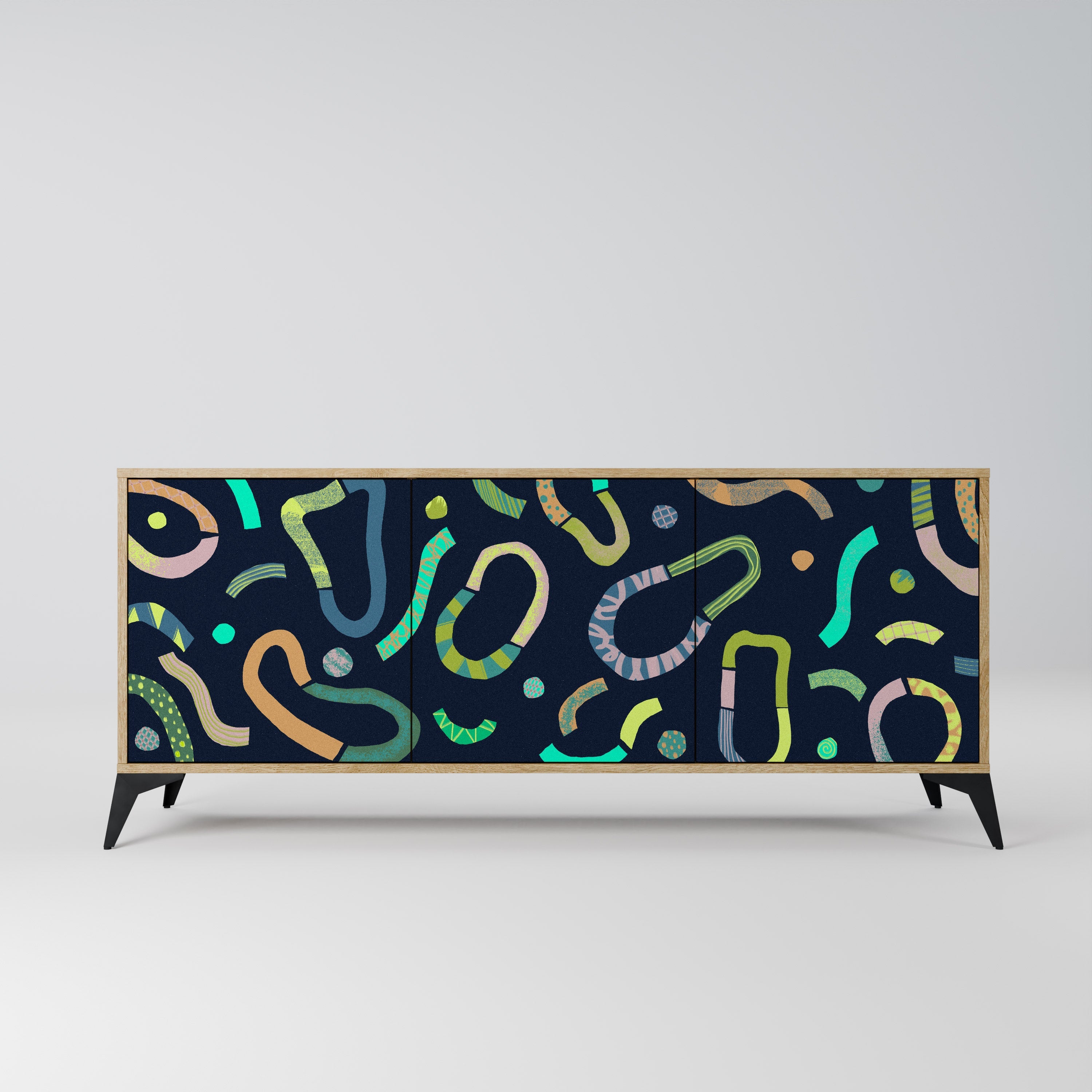 CONTRAST DANCE Aparador de 3 Portas em Efeito Carvalho