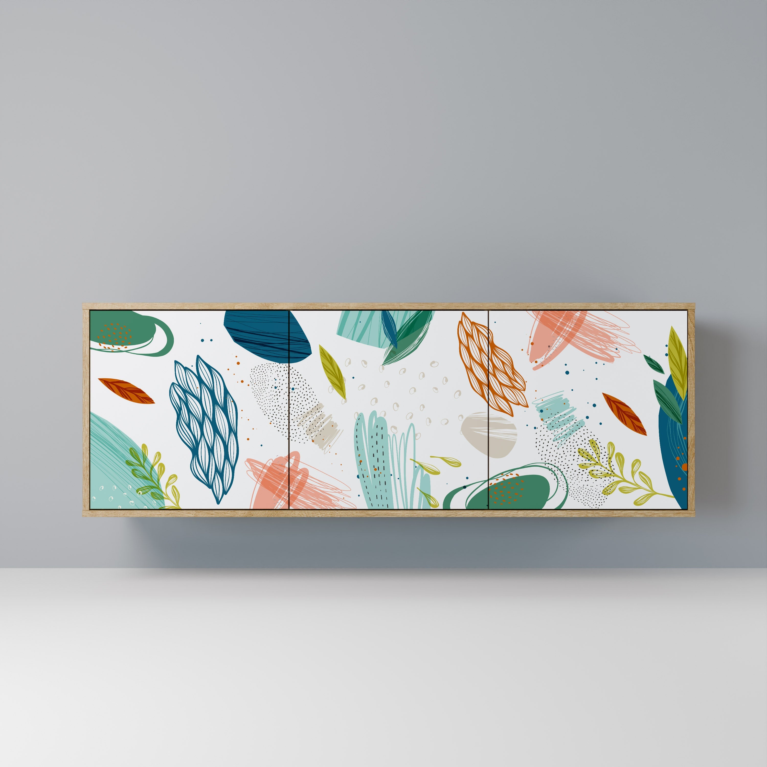 BOTANICAL HURRICANE Aparador de 3 Portas em Efeito Carvalho