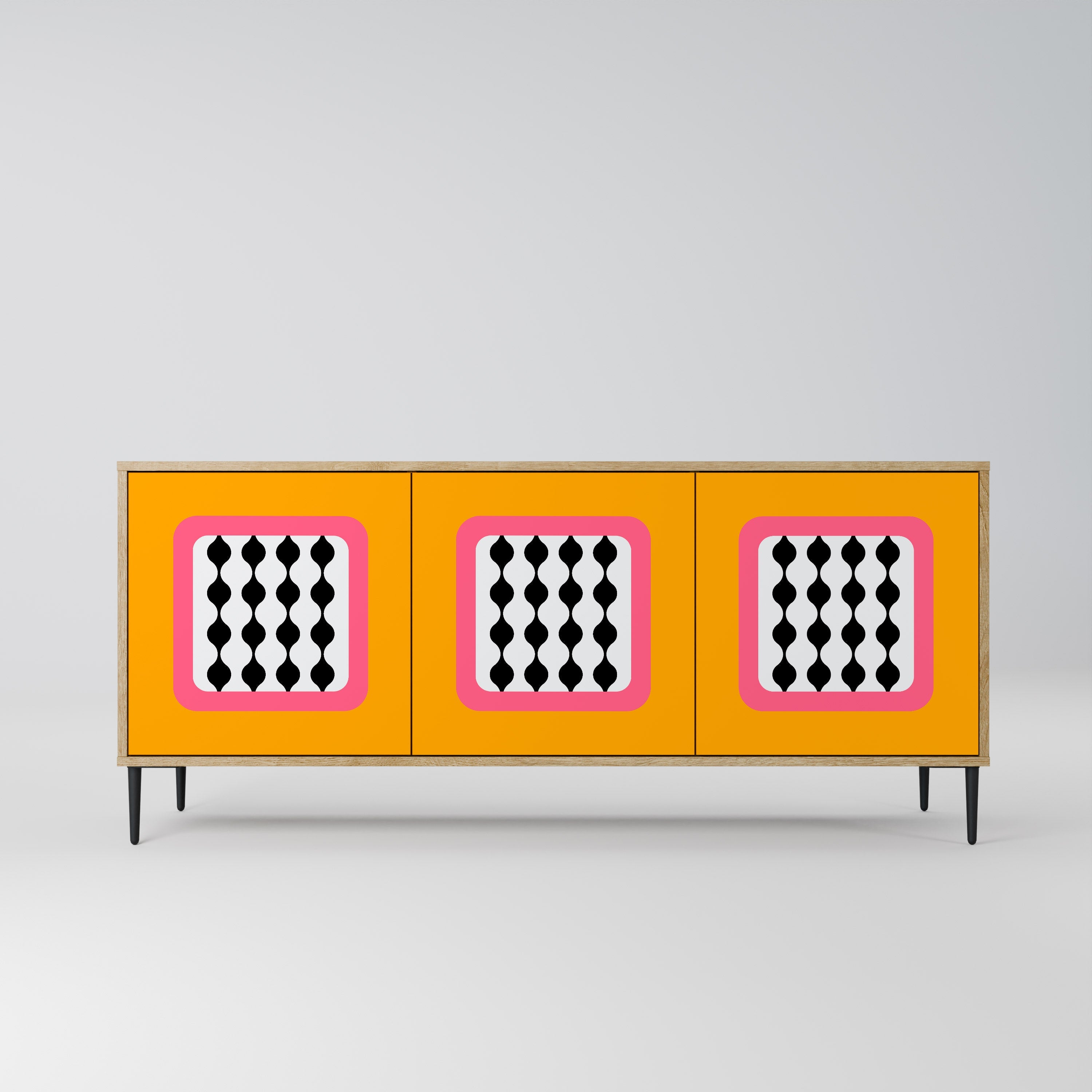 TEARS IN HEAVEN Aparador de 3 Portas em Efeito Carvalho