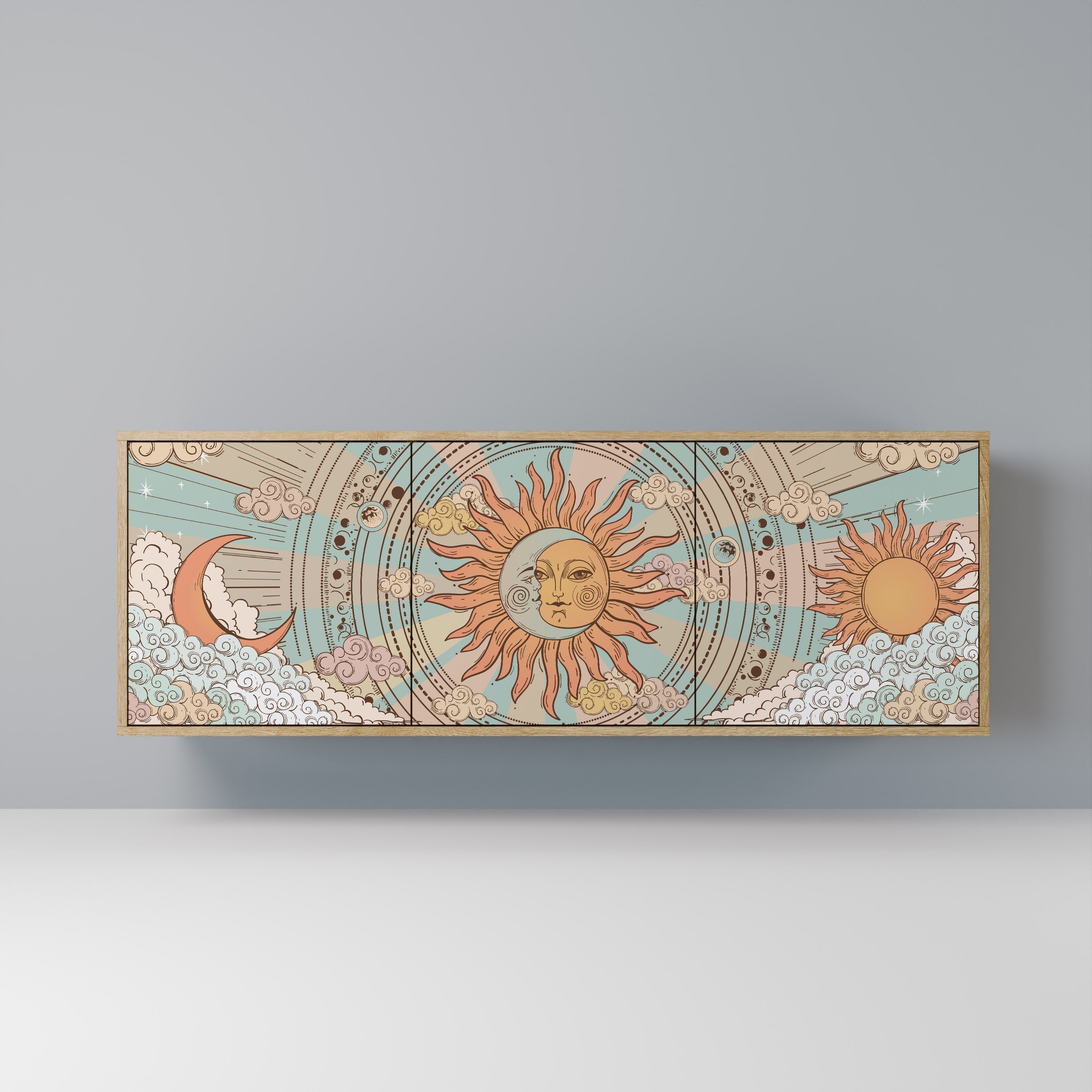 MYSTICAL STRUCTURE Aparador de 3 Portas em Efeito Carvalho