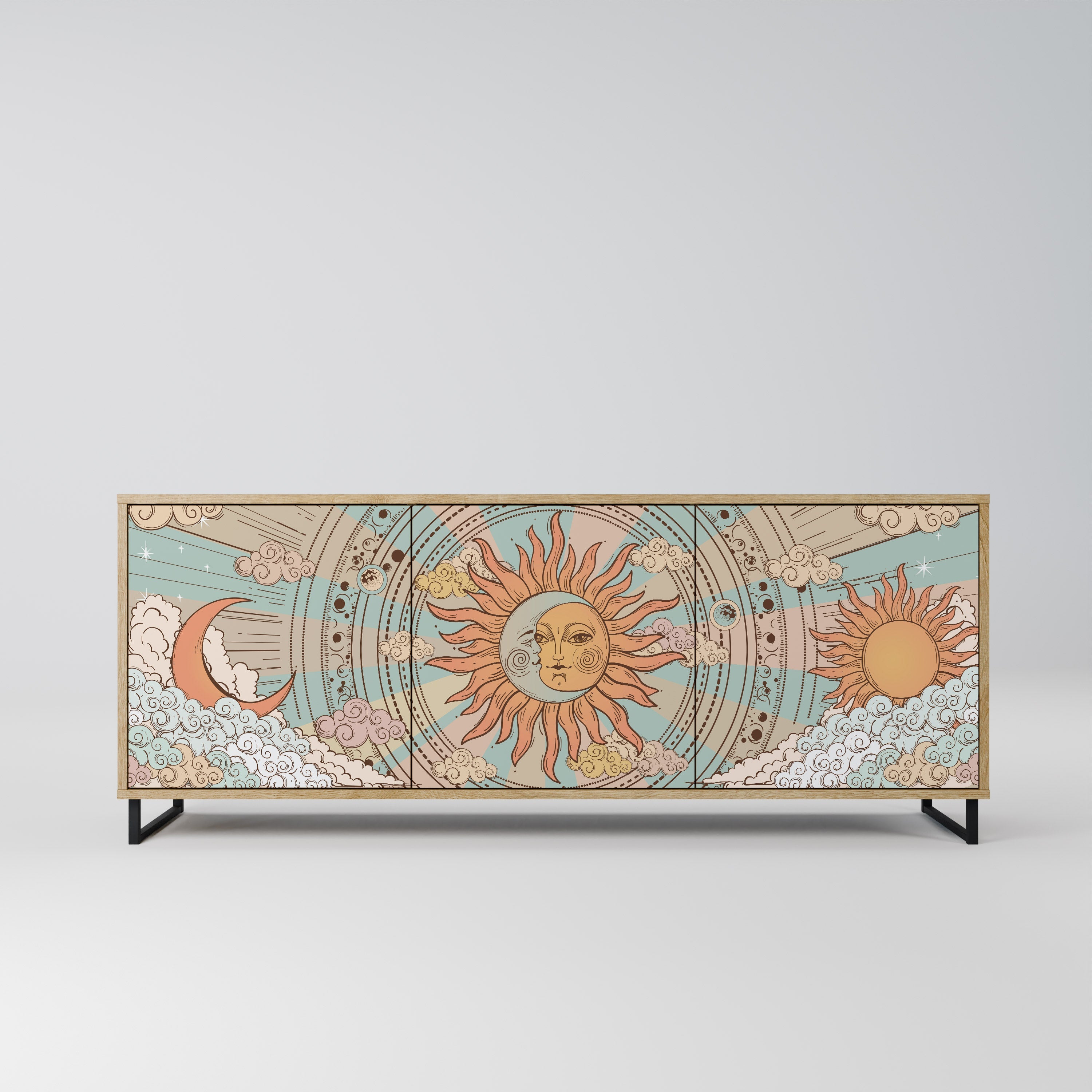 MYSTICAL STRUCTURE Aparador de 3 Portas em Efeito Carvalho