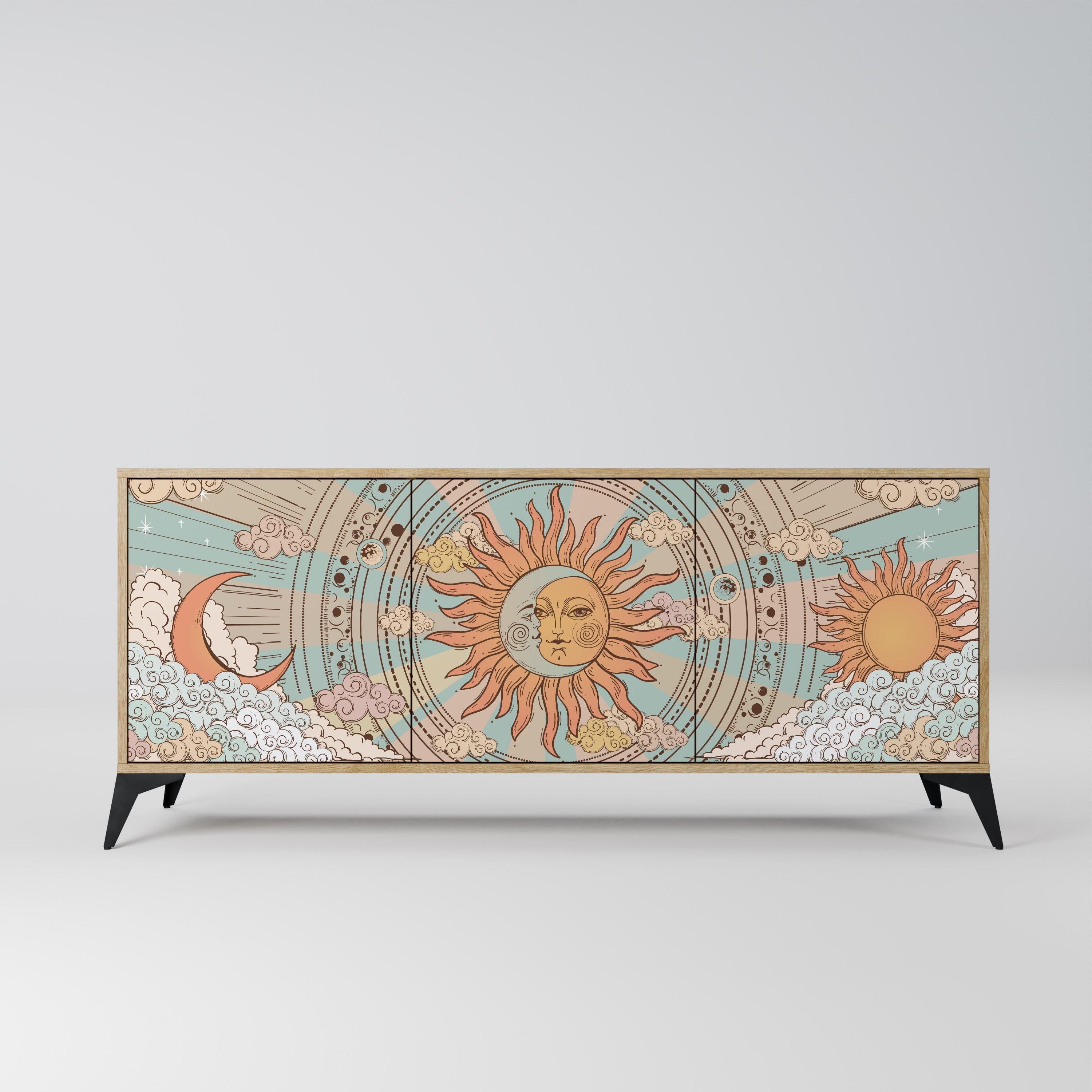 MYSTICAL STRUCTURE Aparador de 3 Portas em Efeito Carvalho