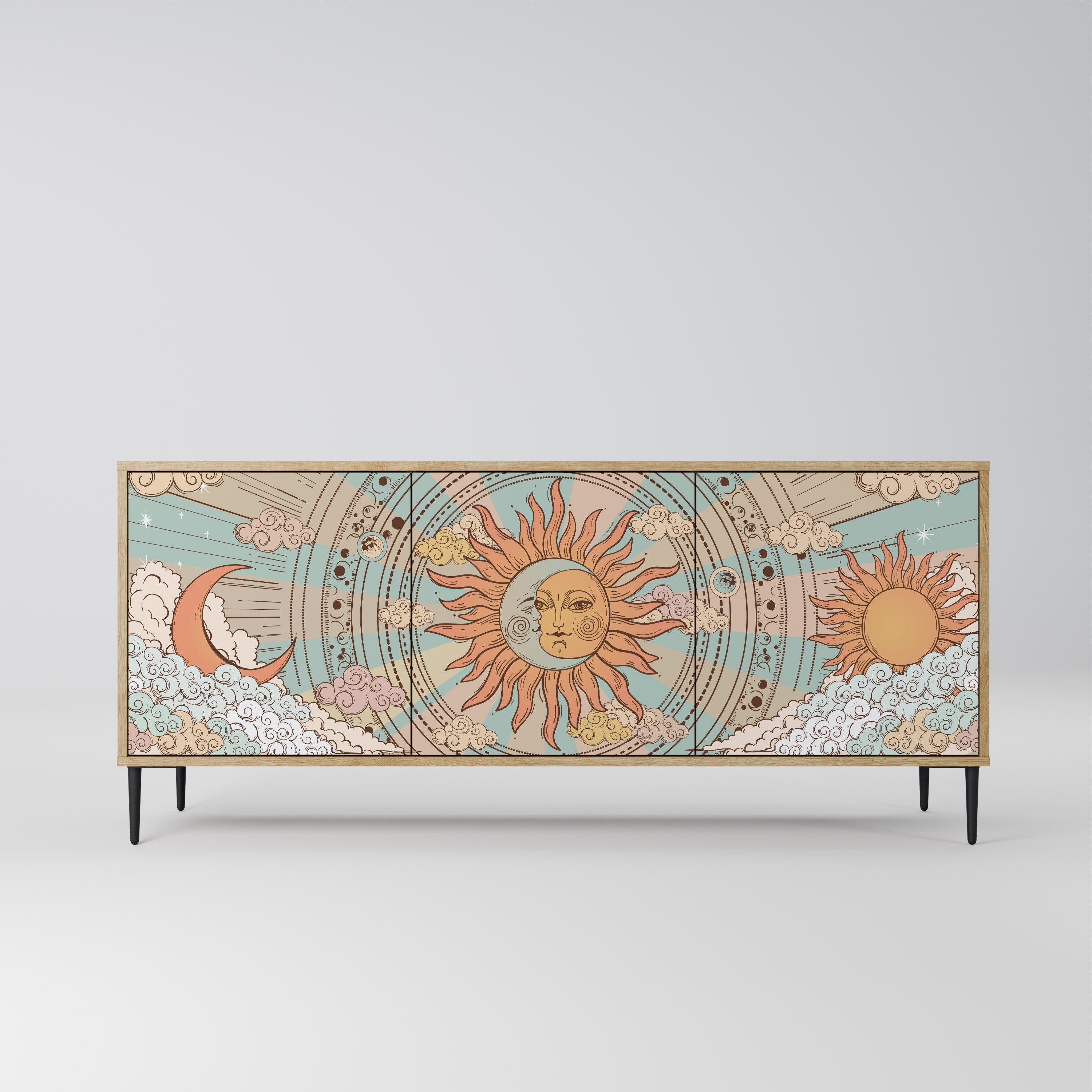 MYSTICAL STRUCTURE Aparador de 3 Portas em Efeito Carvalho