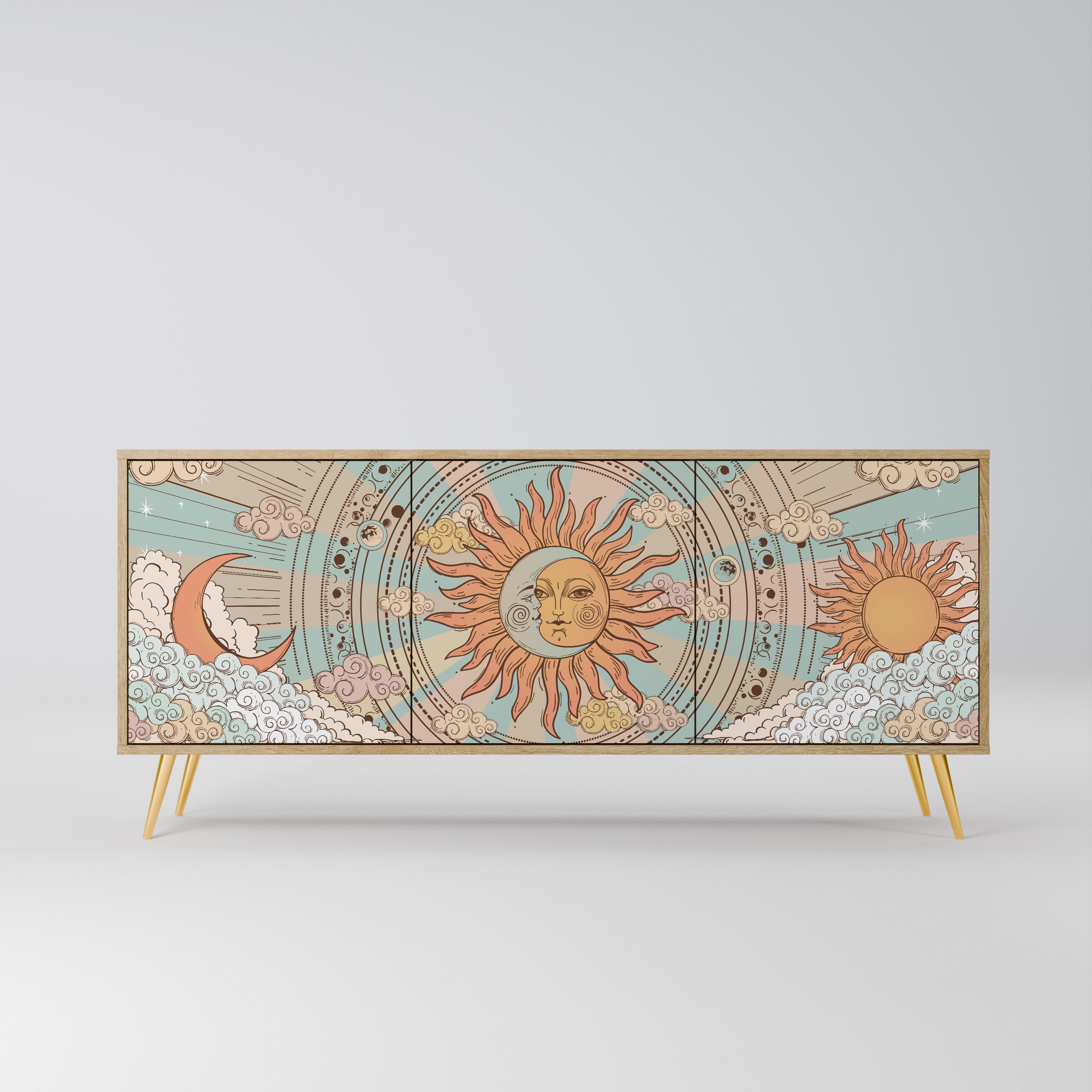 MYSTICAL STRUCTURE Aparador de 3 Portas em Efeito Carvalho