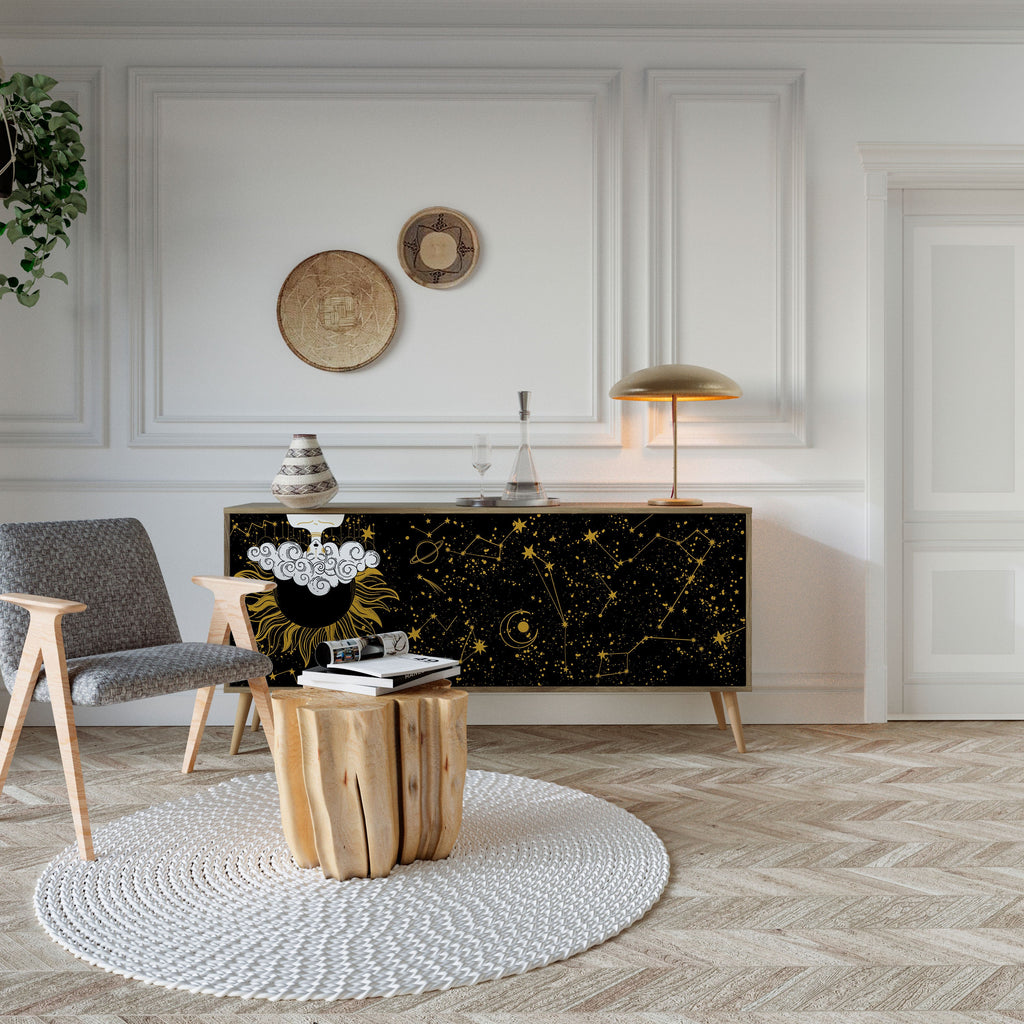 STELLAR CONSTELLATIONS Aparador de 3 Portas em Efeito Carvalho