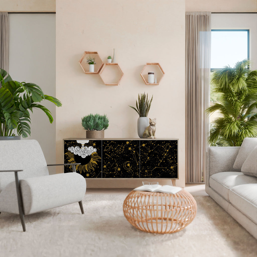 STELLAR CONSTELLATIONS Aparador de 3 Portas em Efeito Carvalho